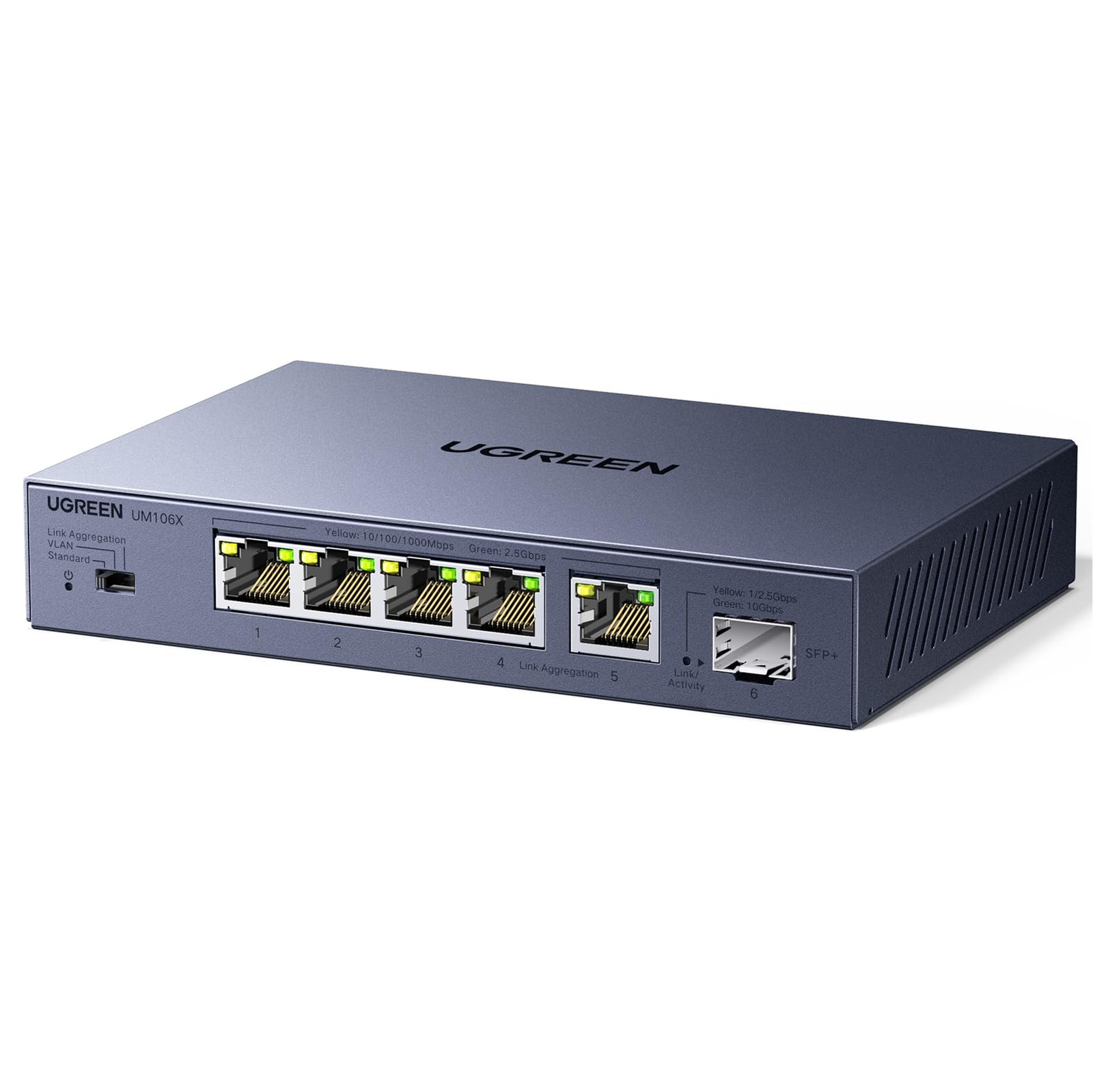 UGREEN 2.5Gb 6-Port Ethernet Switch 5x 2.5Gb + 1x 10Gb SFP+ VLAN Link