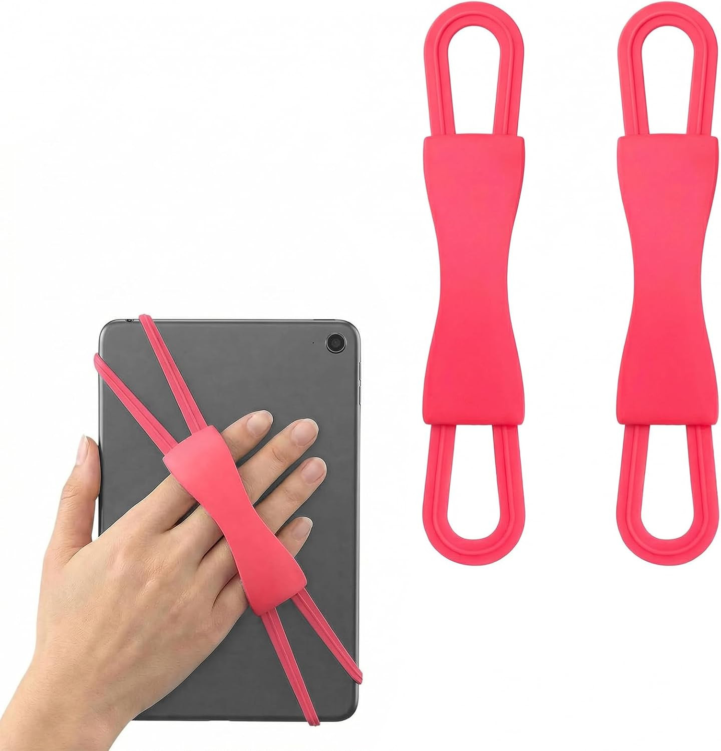 2-Pack Silicone Hand Straps for 4.7-8 Inch E-Readers and Tablets, Universal Elas