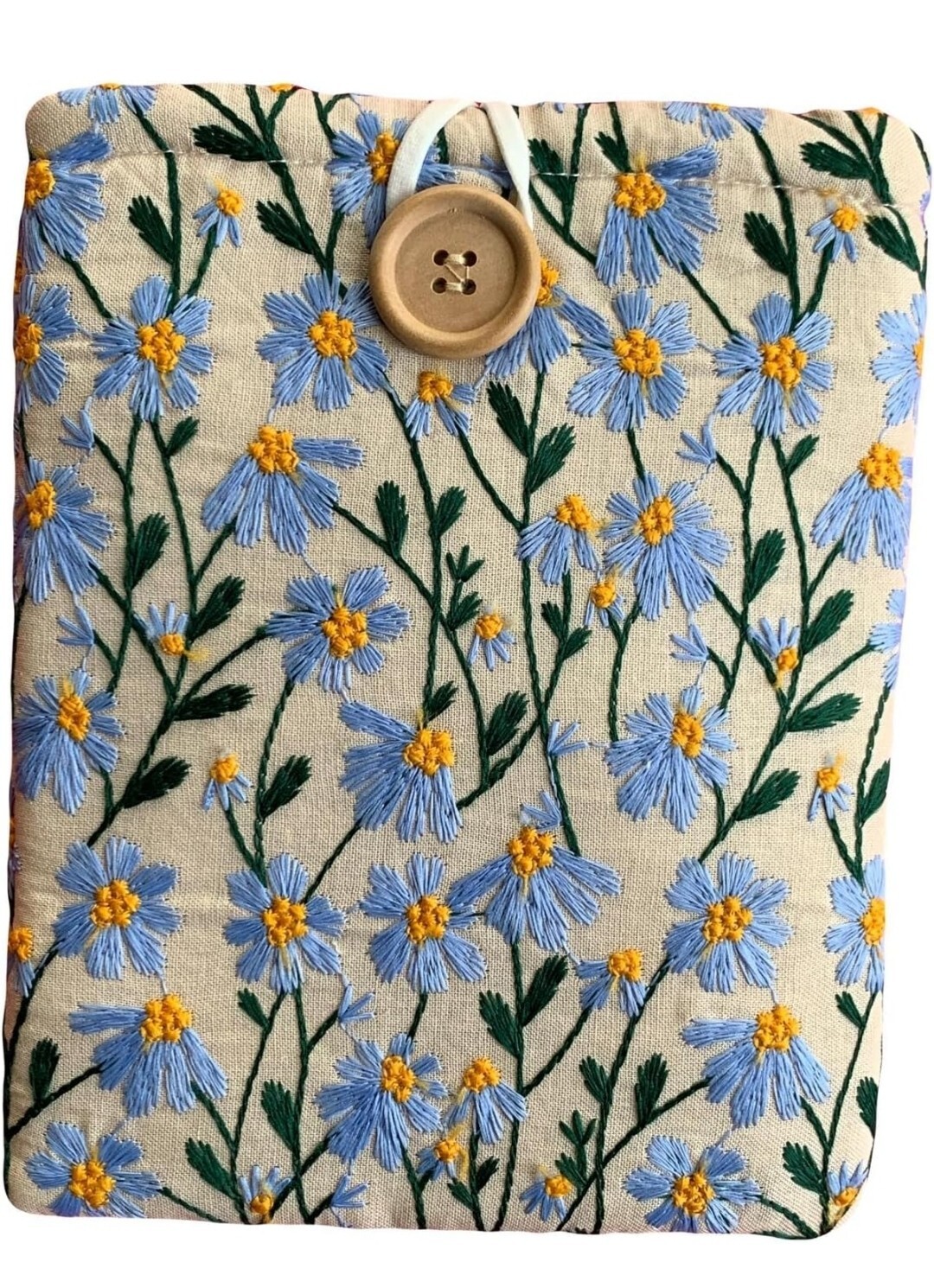 Embroidered Daisy Kindle Paperwhite Sleeve 6x8 - Padded E Reader Sleeve & Kindle