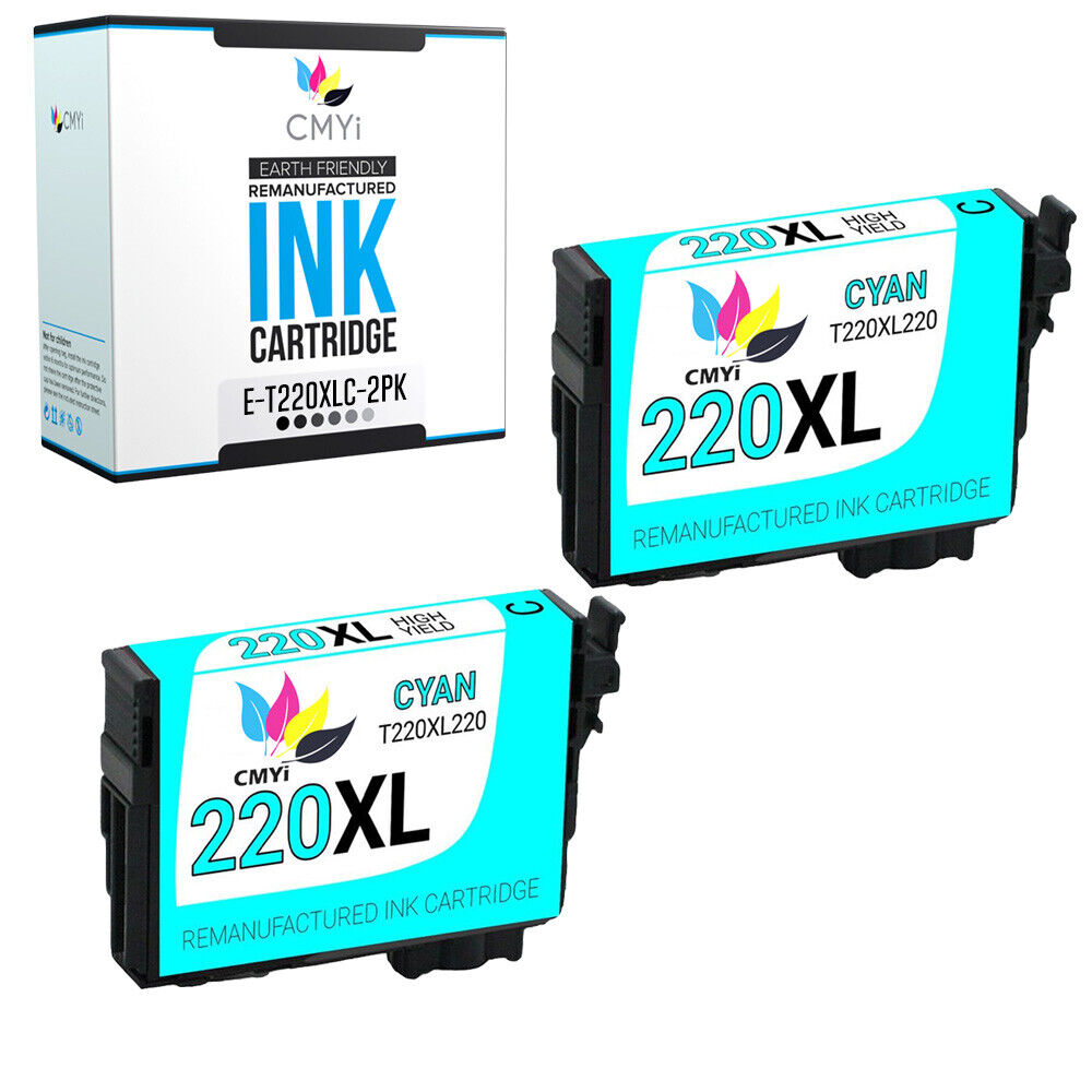 2PK Cyan 220XL 220 XL Ink Cartridges for Epson T220XL Workshop XP320 XP420 XP424
