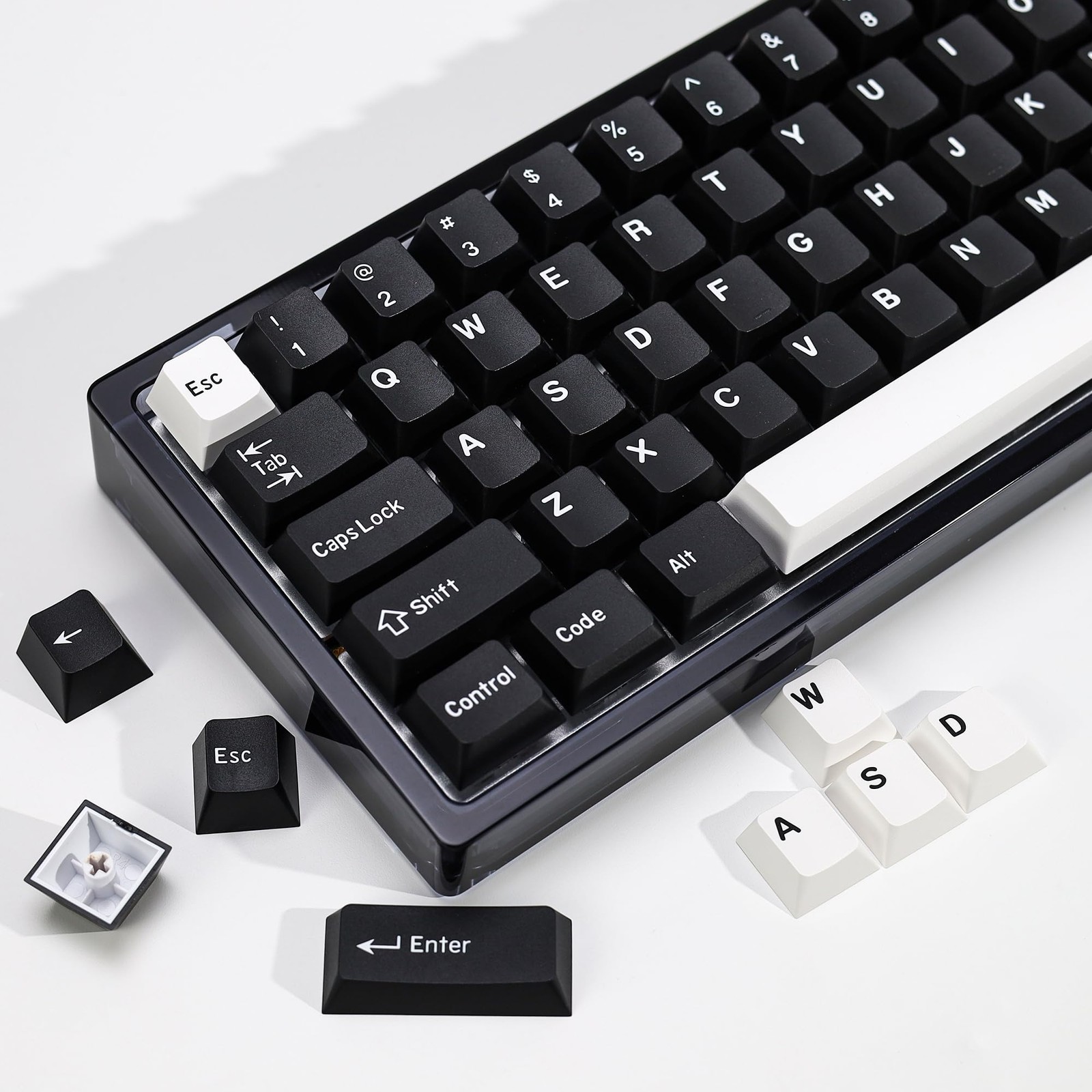 WOB Black White PBT Keycaps 174 Keys Cherry Profile Double Shot Gaming