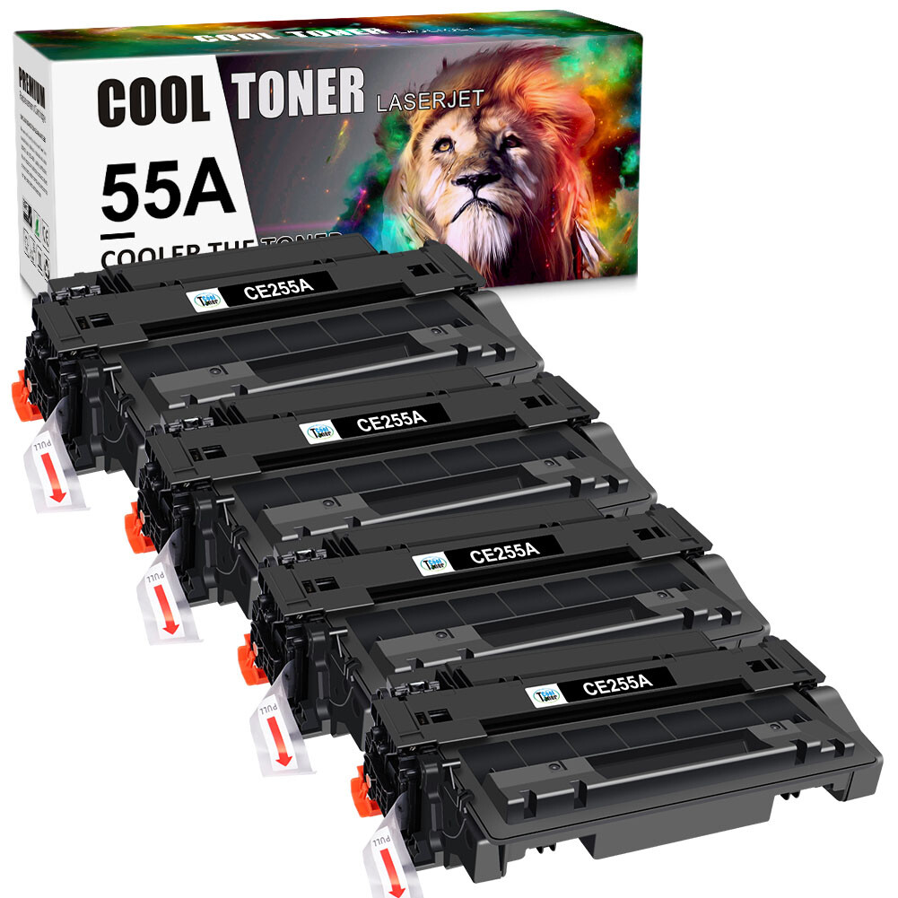 4PK Black CE255A Toner Cartridge for HP 55A Laserjet P3015D P3015DN P3015 P3015X