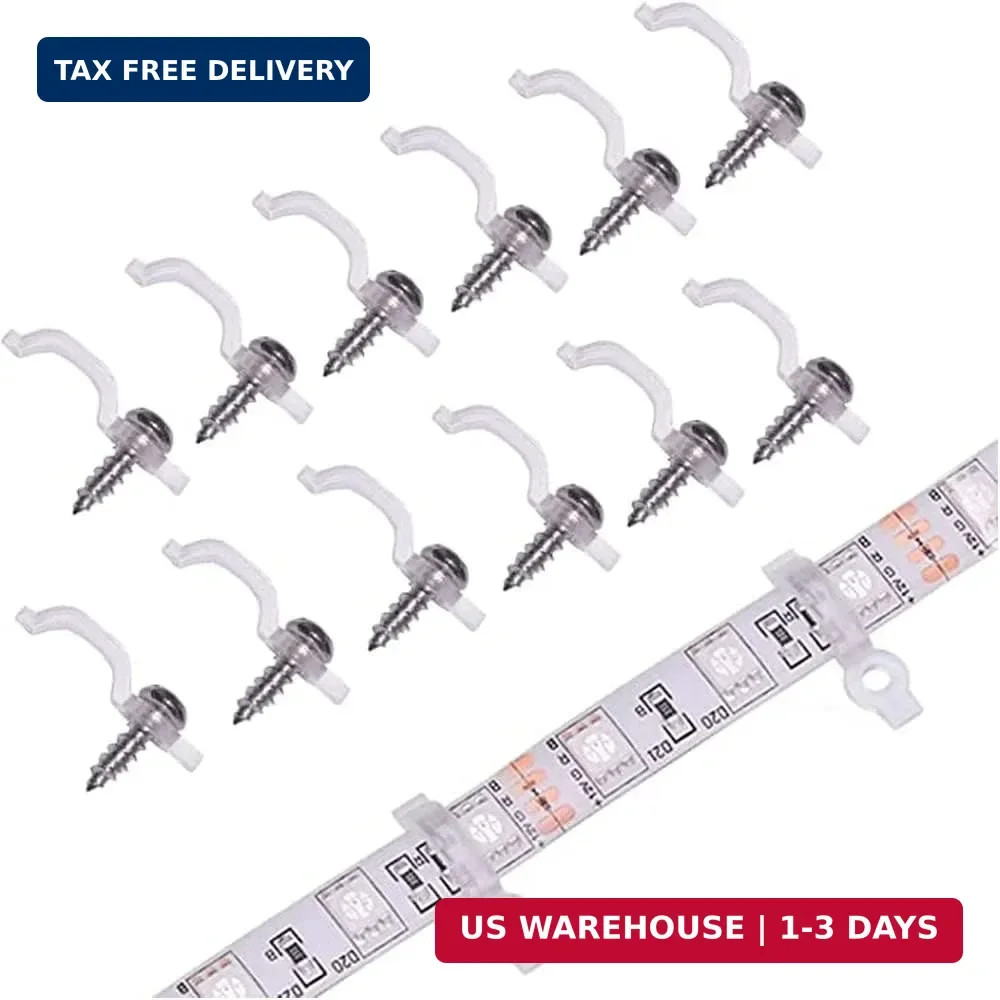 100 Pack Strip Light Mounting Bracket,Transparent Fixing Clips for 10mm Wide IP6