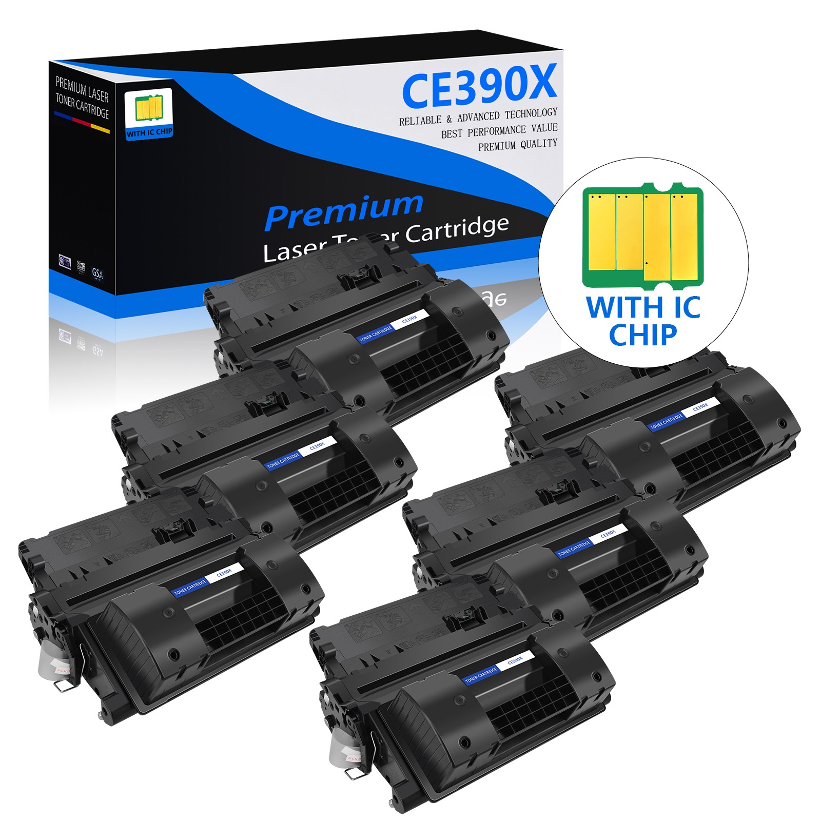 6PK High Yield CE390X 90X Toner Cartridge for HP LaserJet 600 M602x M603dn