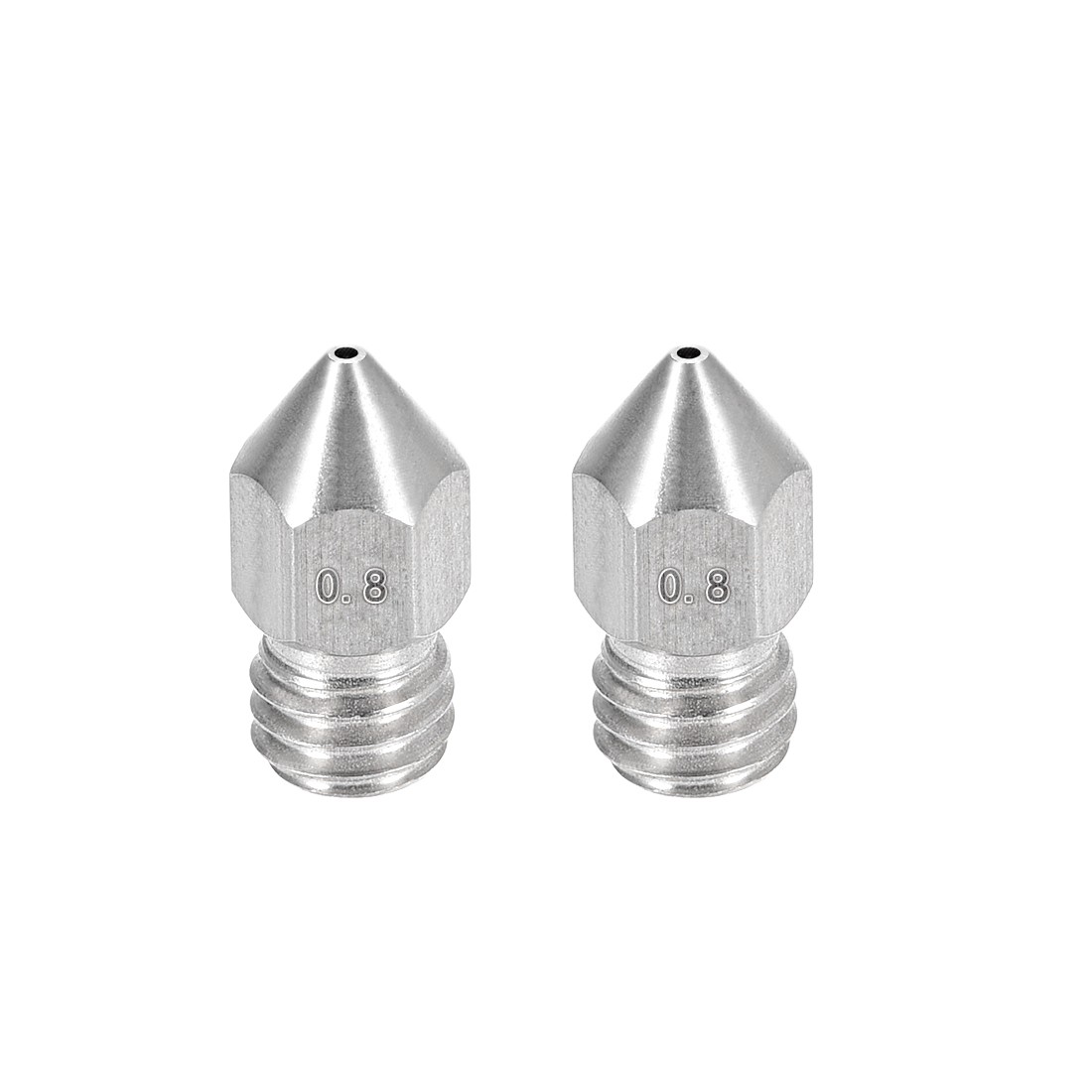 0.8mm 3D Printer Nozzle, Fit for MK8, for 1.75mm Filament Stainless Steel 2pcs