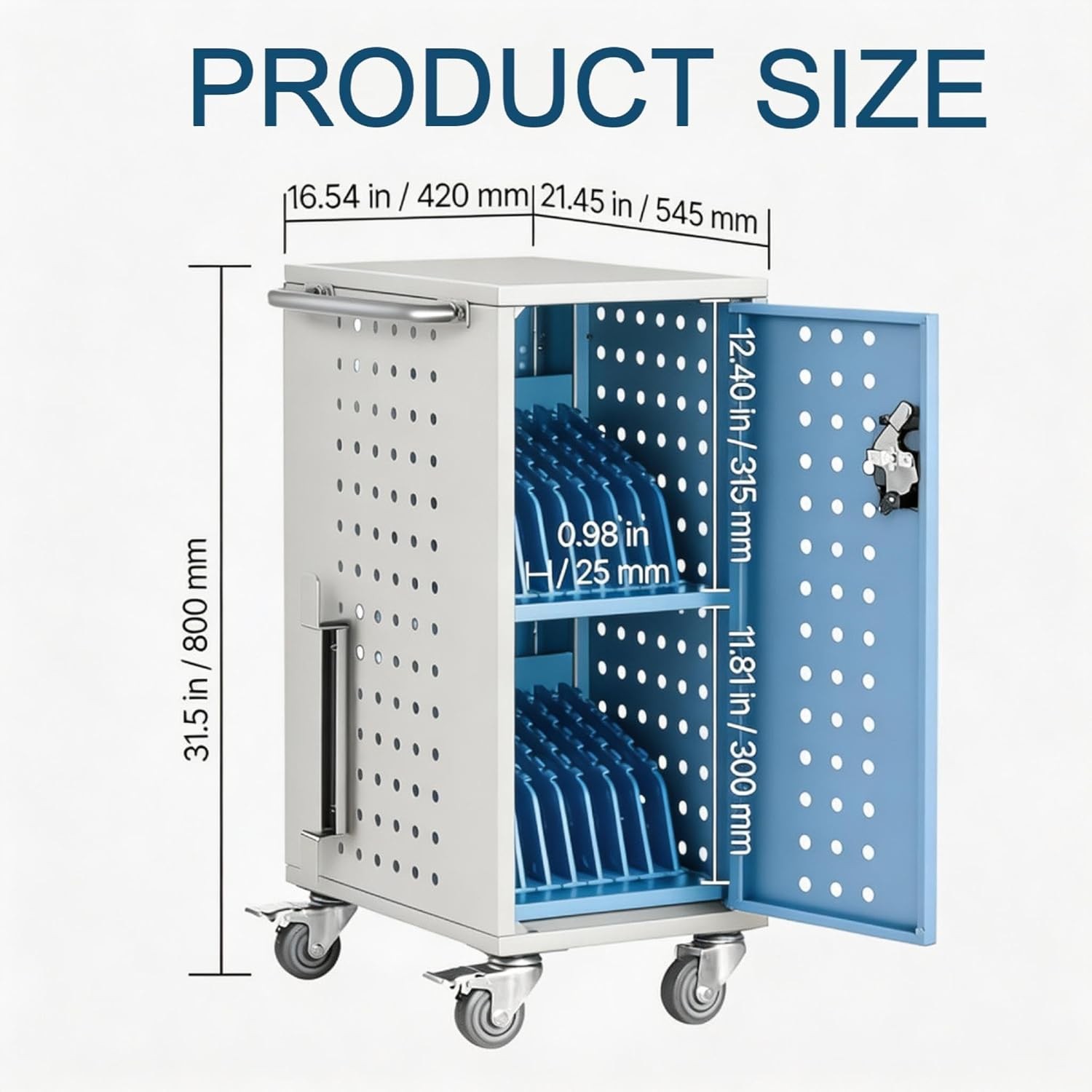 Mobile Laptop Charging Cart Station 16/20/32 Device Locking up to 15.6" Tablet