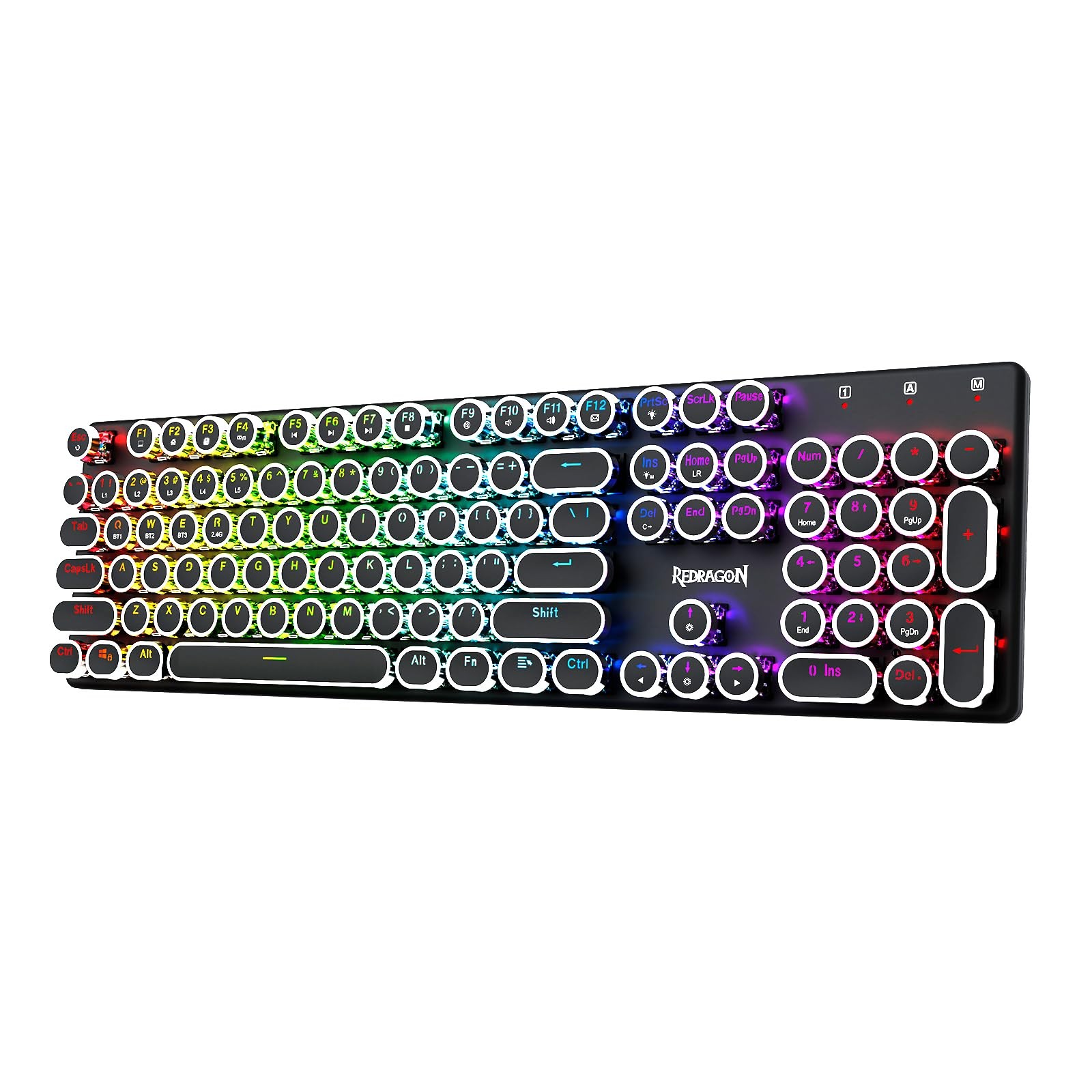 Typewriter Keyboard Wireless, Mechanical Gaming Keyboard, Bluetooth/2.4Ghz/Wired