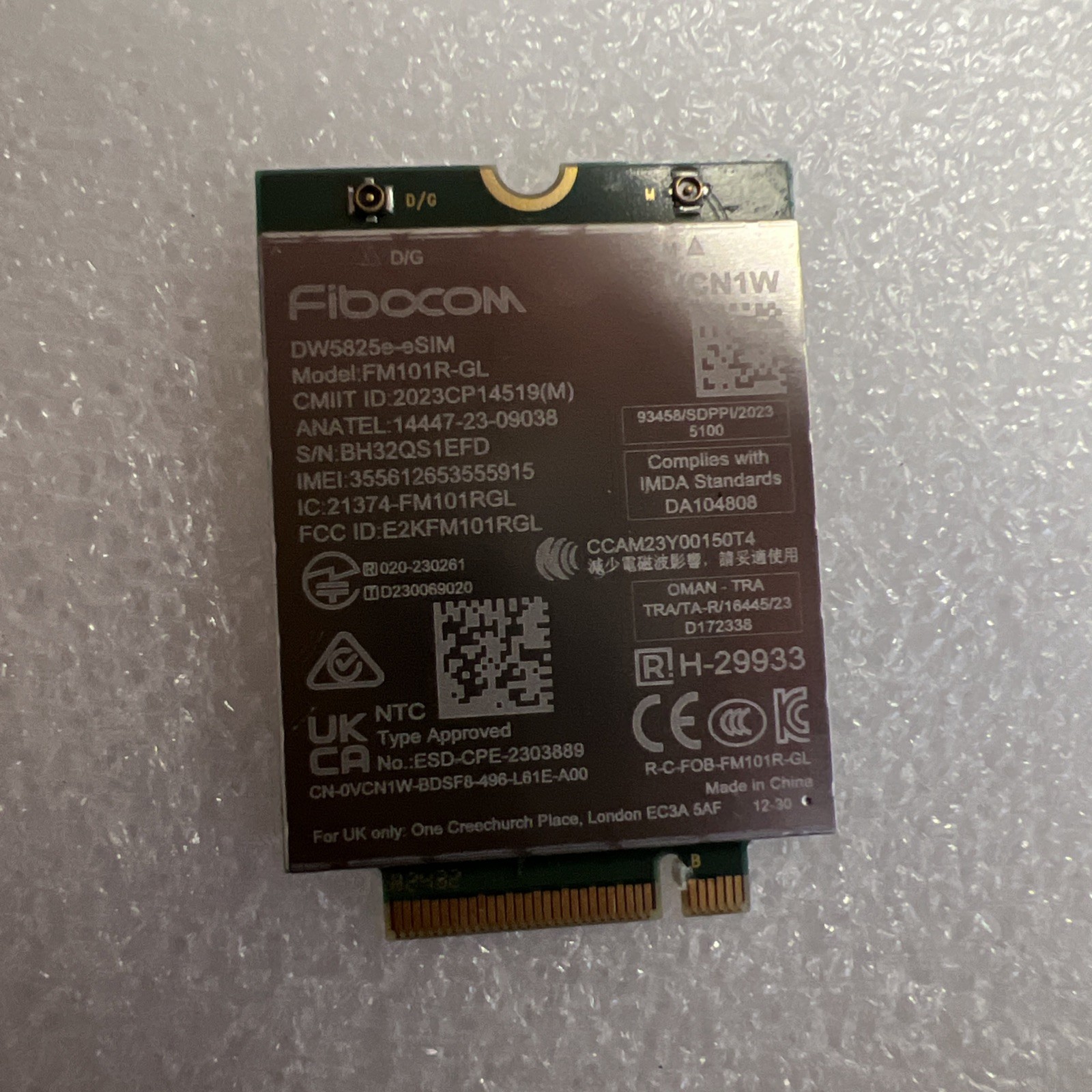 Dell DW5825E ESIM Broadband 4G Wireless WAN Card Snapdragon X12 VCN1W
