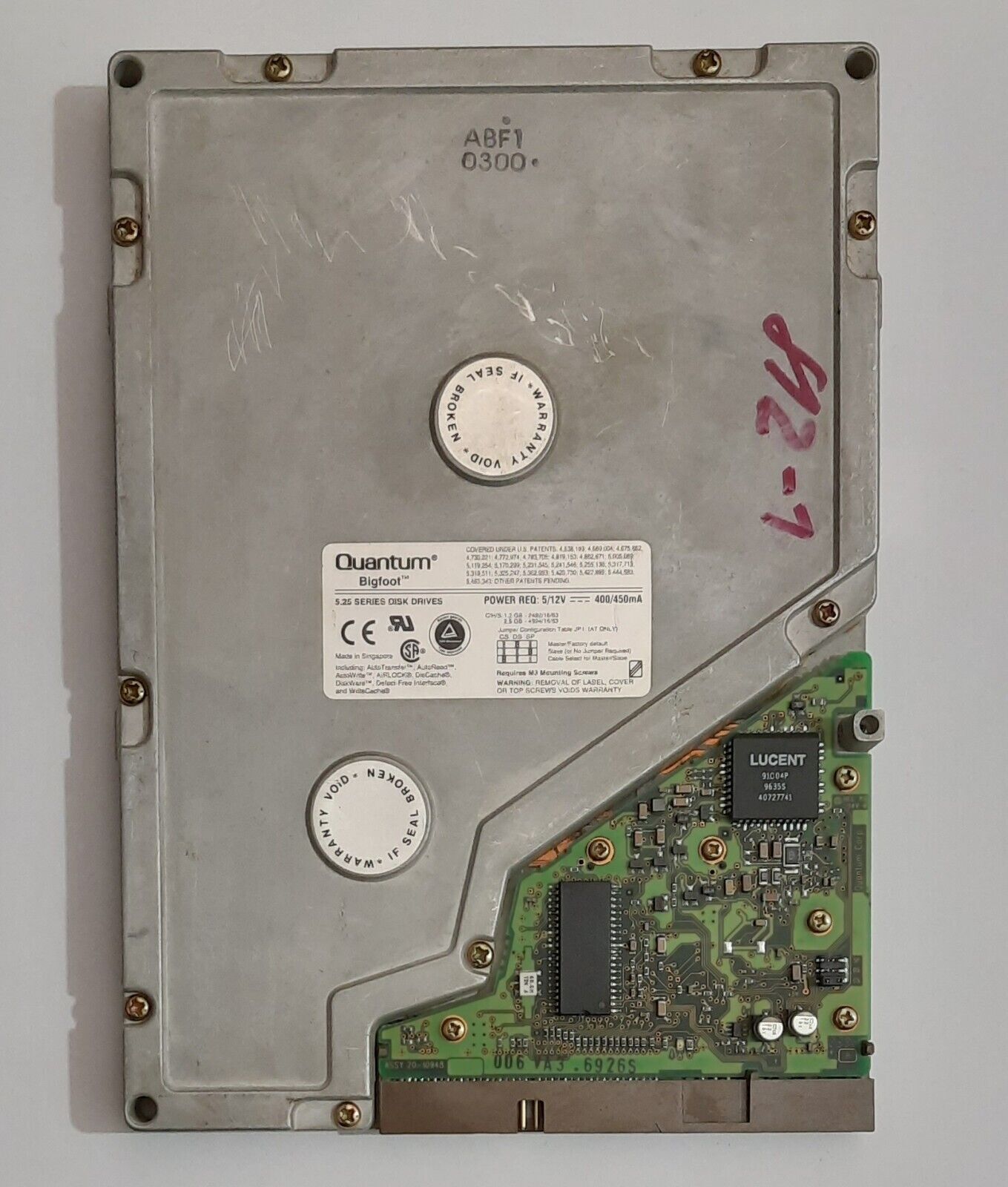 Quantum Bigfoot 1280AT IDE (1.2GB, Retro, 1996) Hard Drive