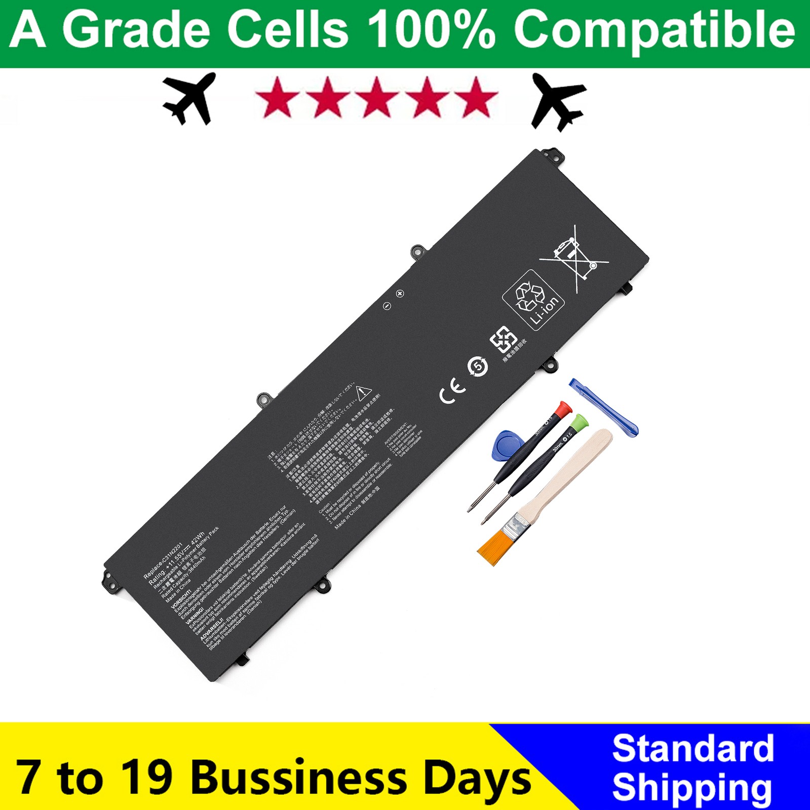 C31N2201 Laptop Battery for Asus Vivobook 15 F1504ZA X1504ZA E1504FA 14 M1405YA