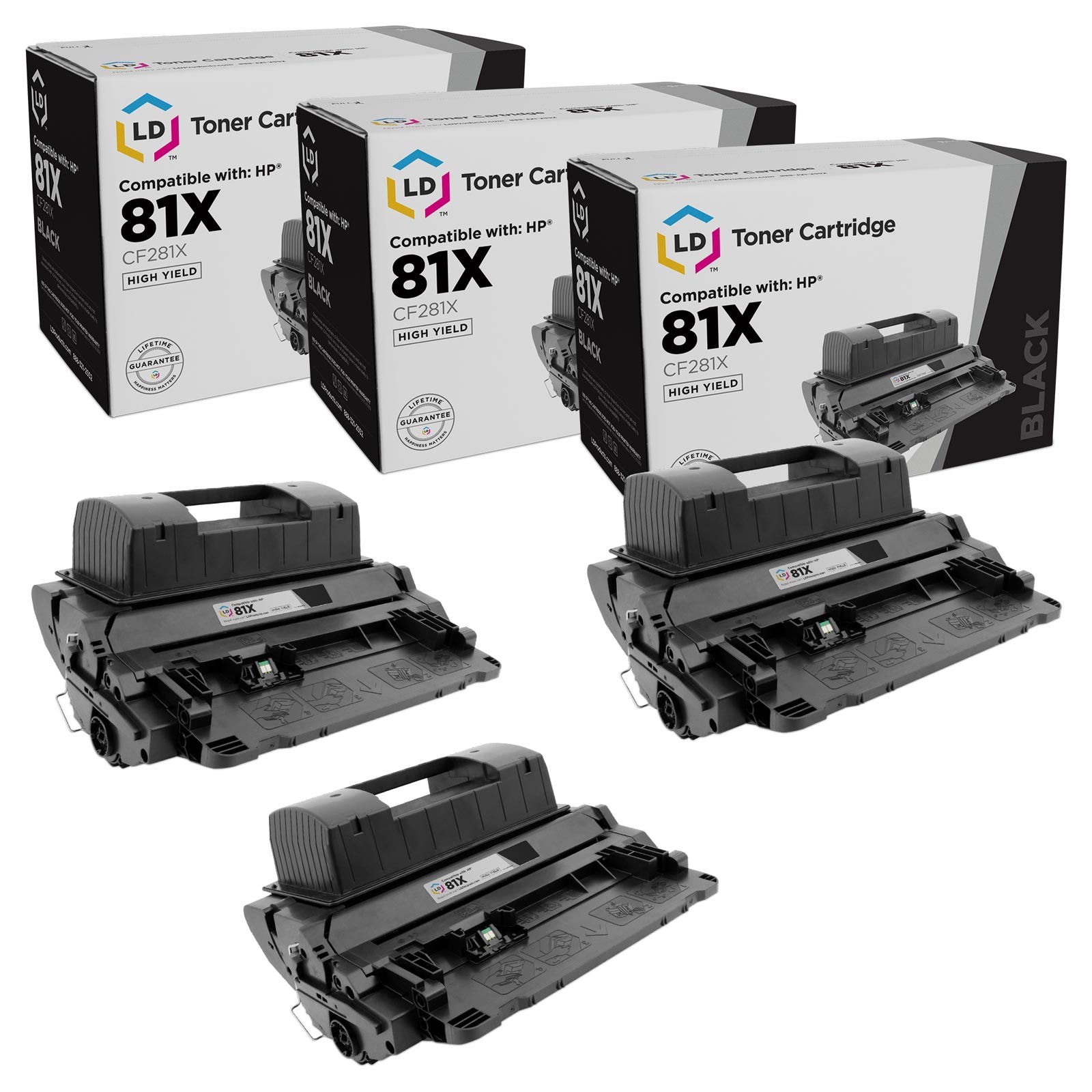 3PK LD Replacement CF281X Compatible With HP 81X Black for M604 M605 M606 M605x