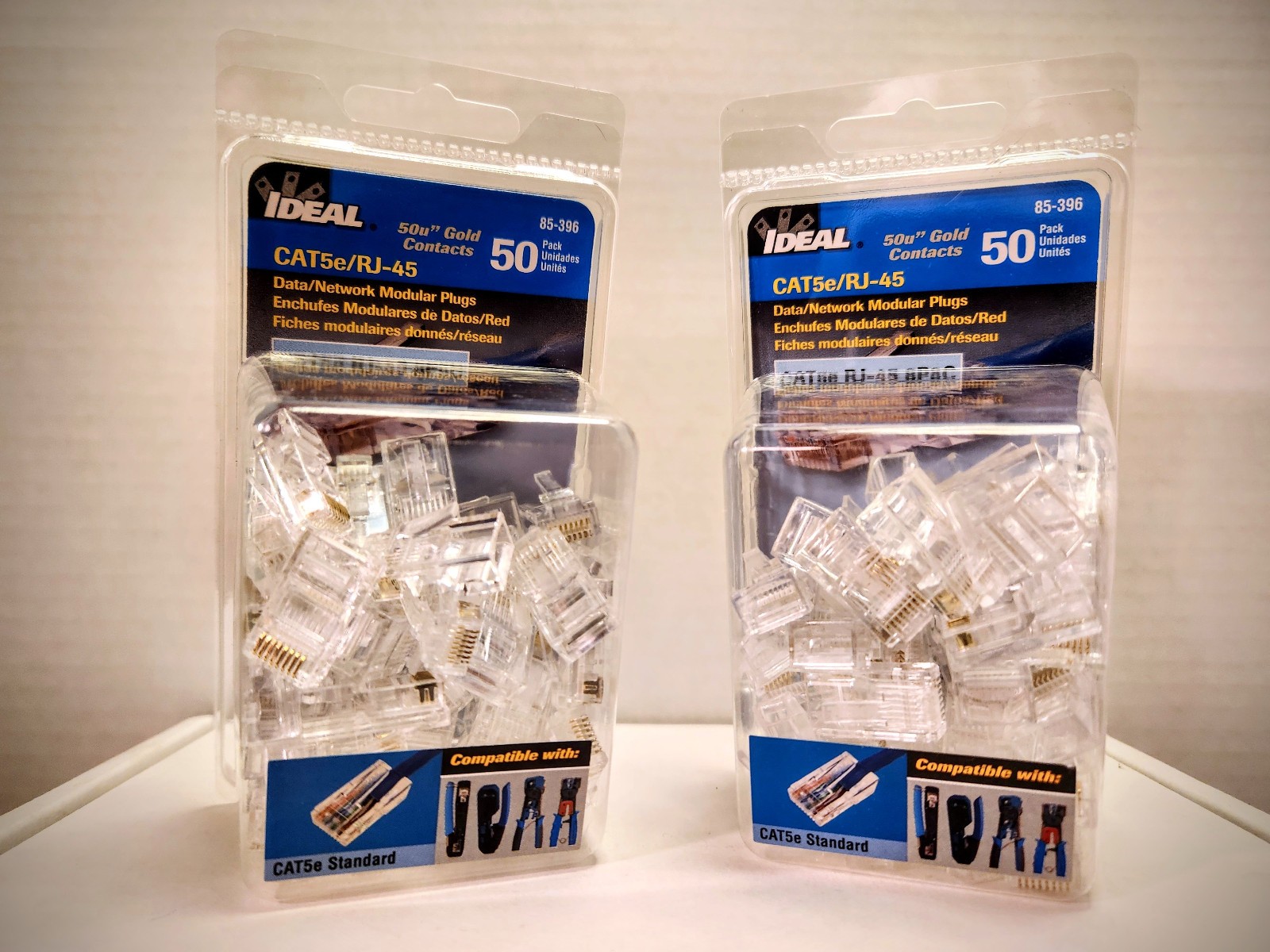 100pcs RJ45 CAT5e Ethernet Plug Modular Ends 2x 50 Packs 100 total Gold Plated
