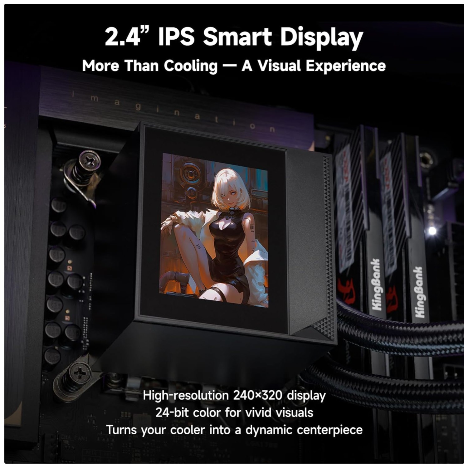 360mm AIO Liquid Cooler with 2.4" IPS Display-`/