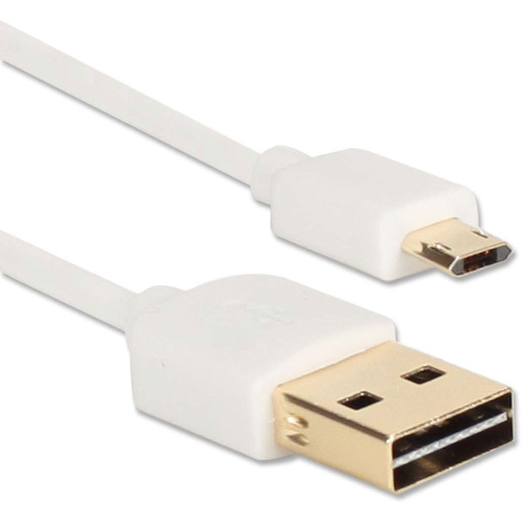 2 ft. White Premium Reversible USB to Reversible Micro-USB Sync & Fast Charger C