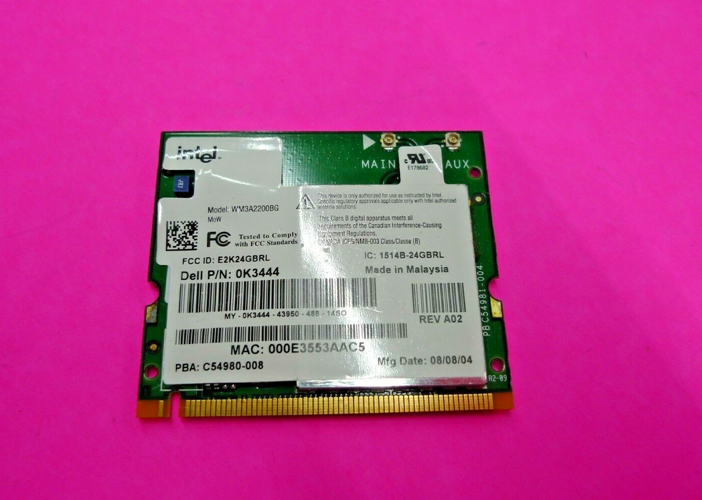 Genuine Dell Inspiron 9300 Intel Pro Wireless 2200 LAN MiniPCI Card K3444