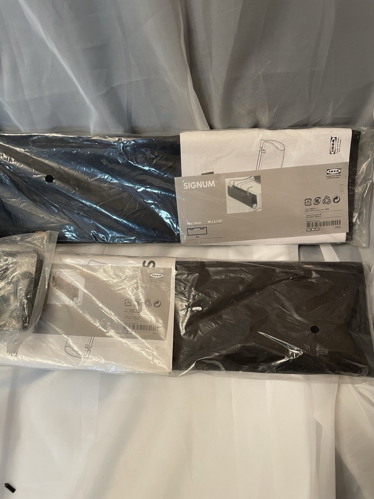 Set Of 2 NEW IKEA Signum Black Desk Clamp Cable Management Pouch 501.383.02