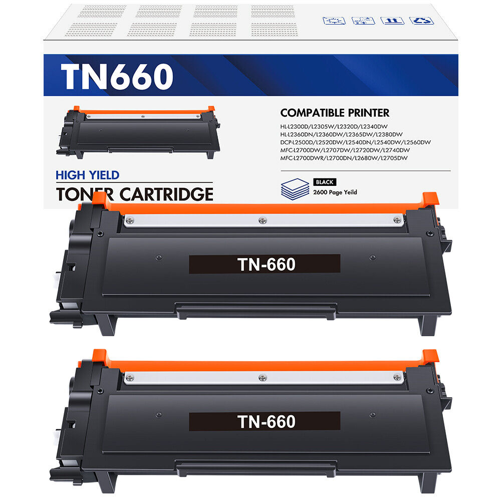 2PK TN660 Toner Cartridge For Brother TN630 HL-L2340DW MFC-L2740DW DCP-L2540DN