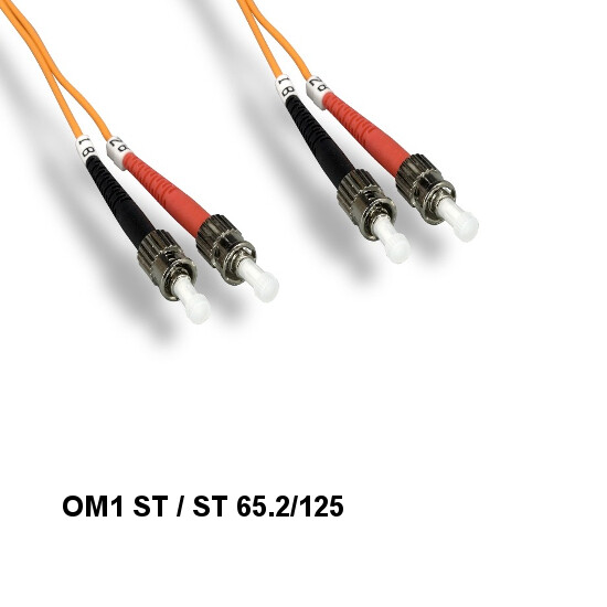 KNTK 33ft OM1 ST/ST Multi-Mode Fiber Cable 62.5/125 Duplex UPC Ethernet Data App