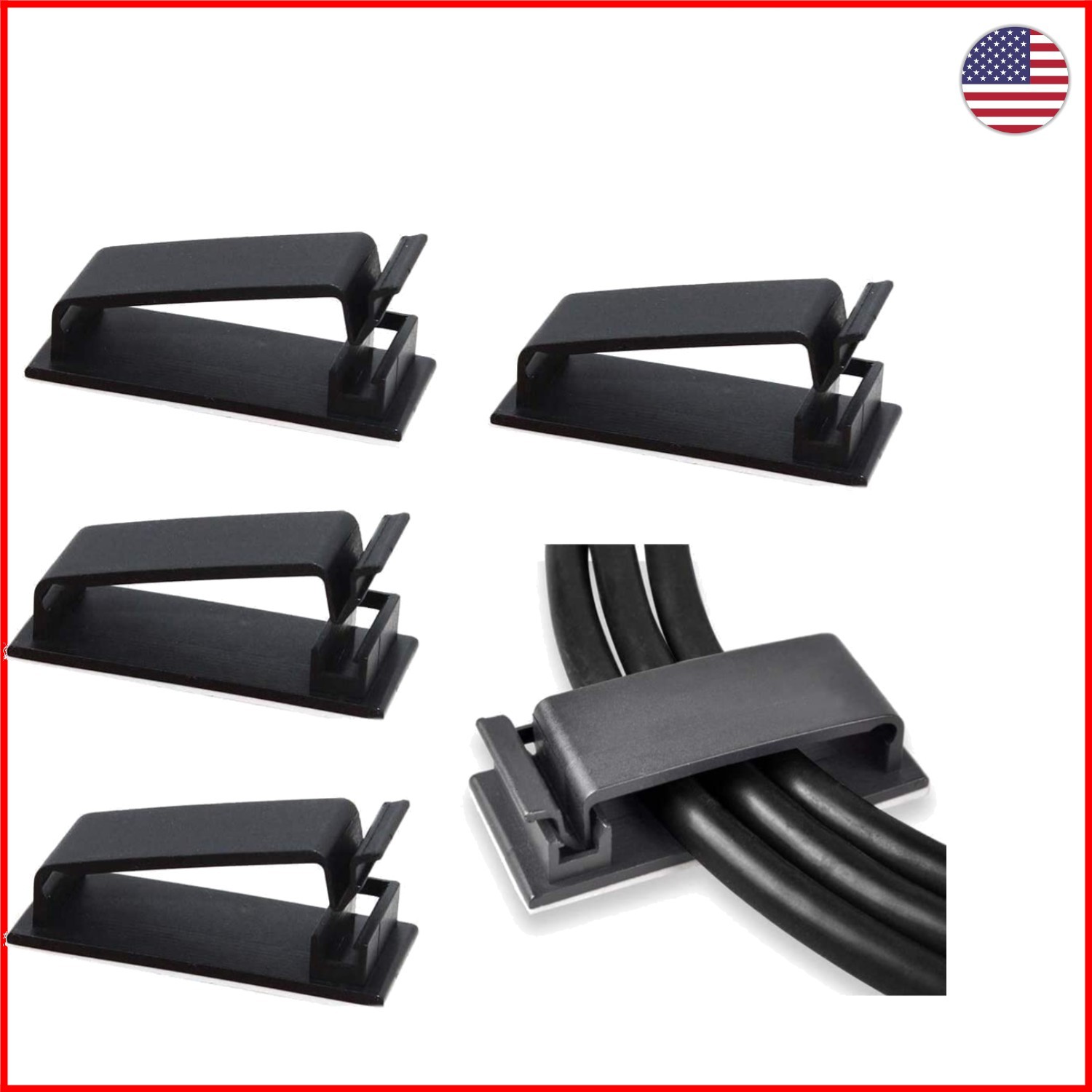 Versatile 50 Pcs Self-Adhesive Cable Clips - Organize Power & Ethernet Cables