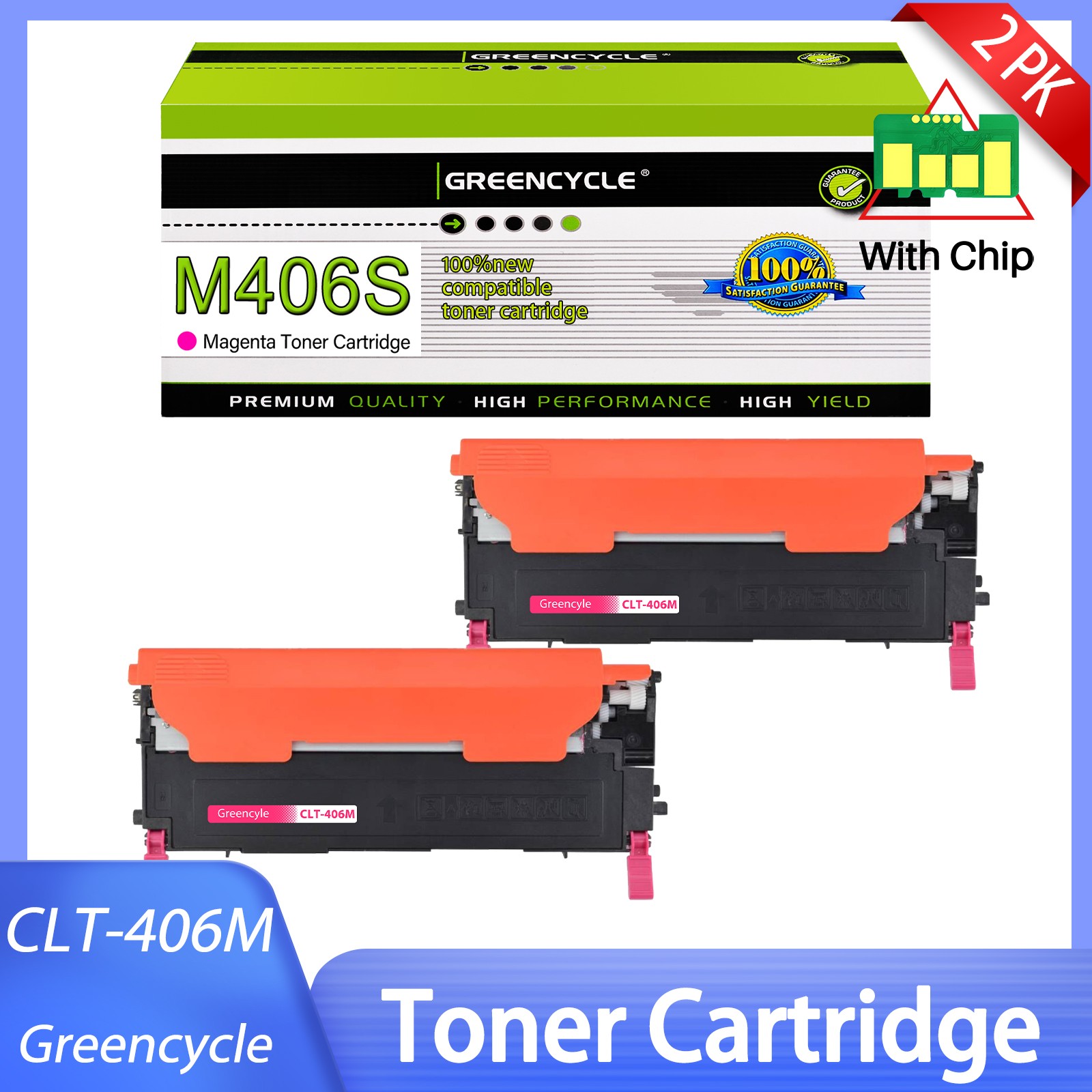 2PK MG Toner Fits for Samsung CLT-M406S 3302 3303FW 3304 3305FN/FW/W 3307FW