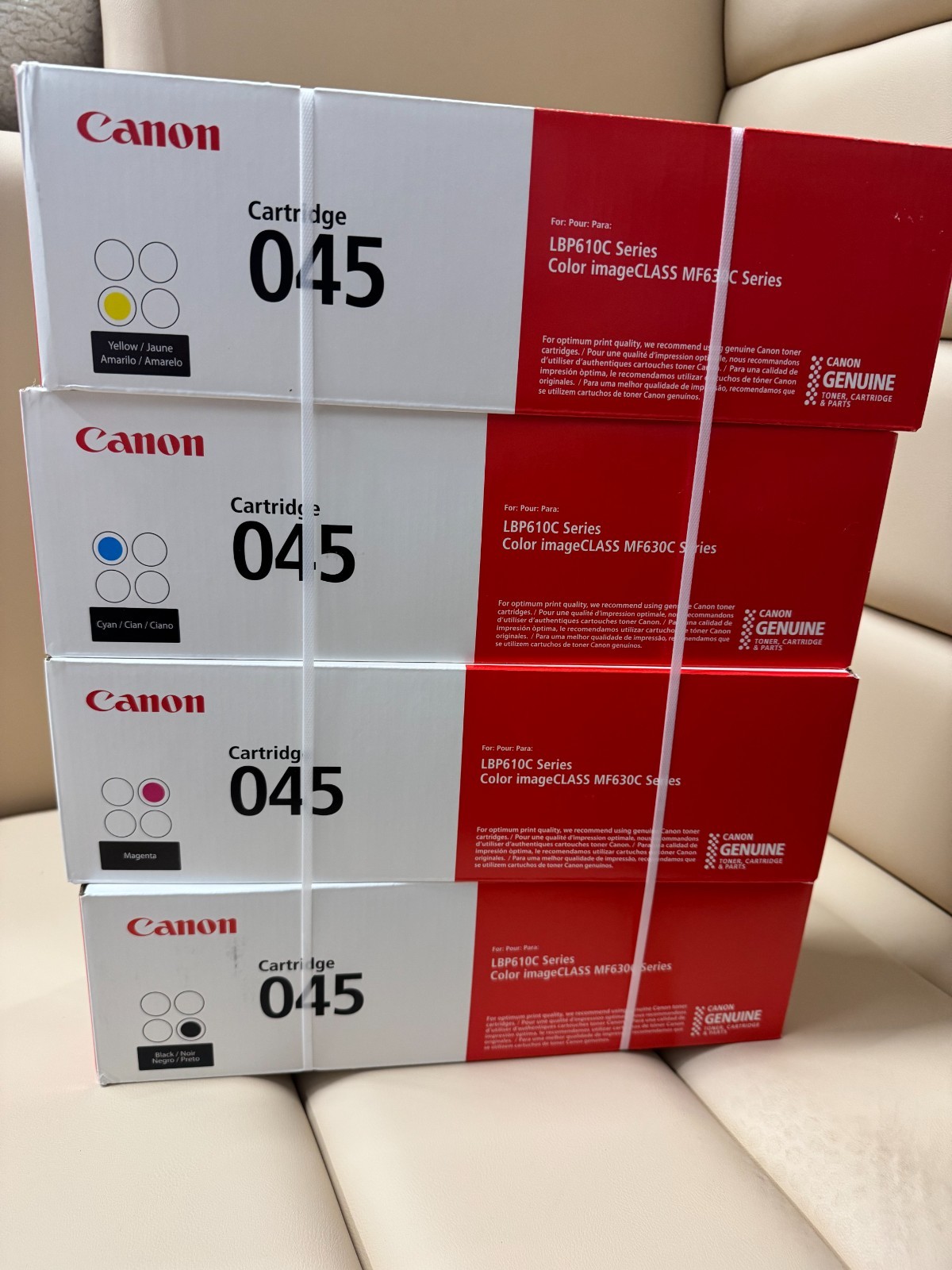 Canon Genuine Toner Bundle 045, 4 Pack for Canon Color Cyan Magenta Yellow Black