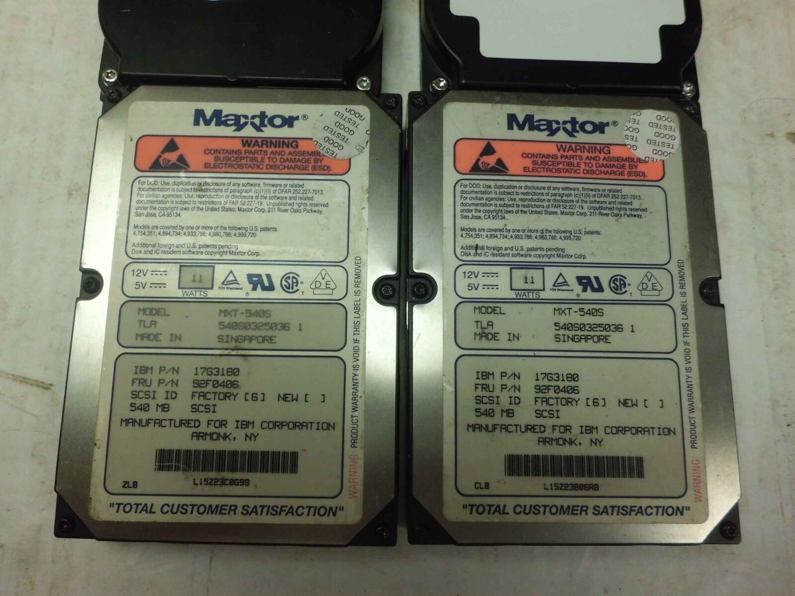 17G3137, 51G8237 MAXTOR 540MB 3.5 INCH SCSI-2 HARD DRIVE MXT-540S