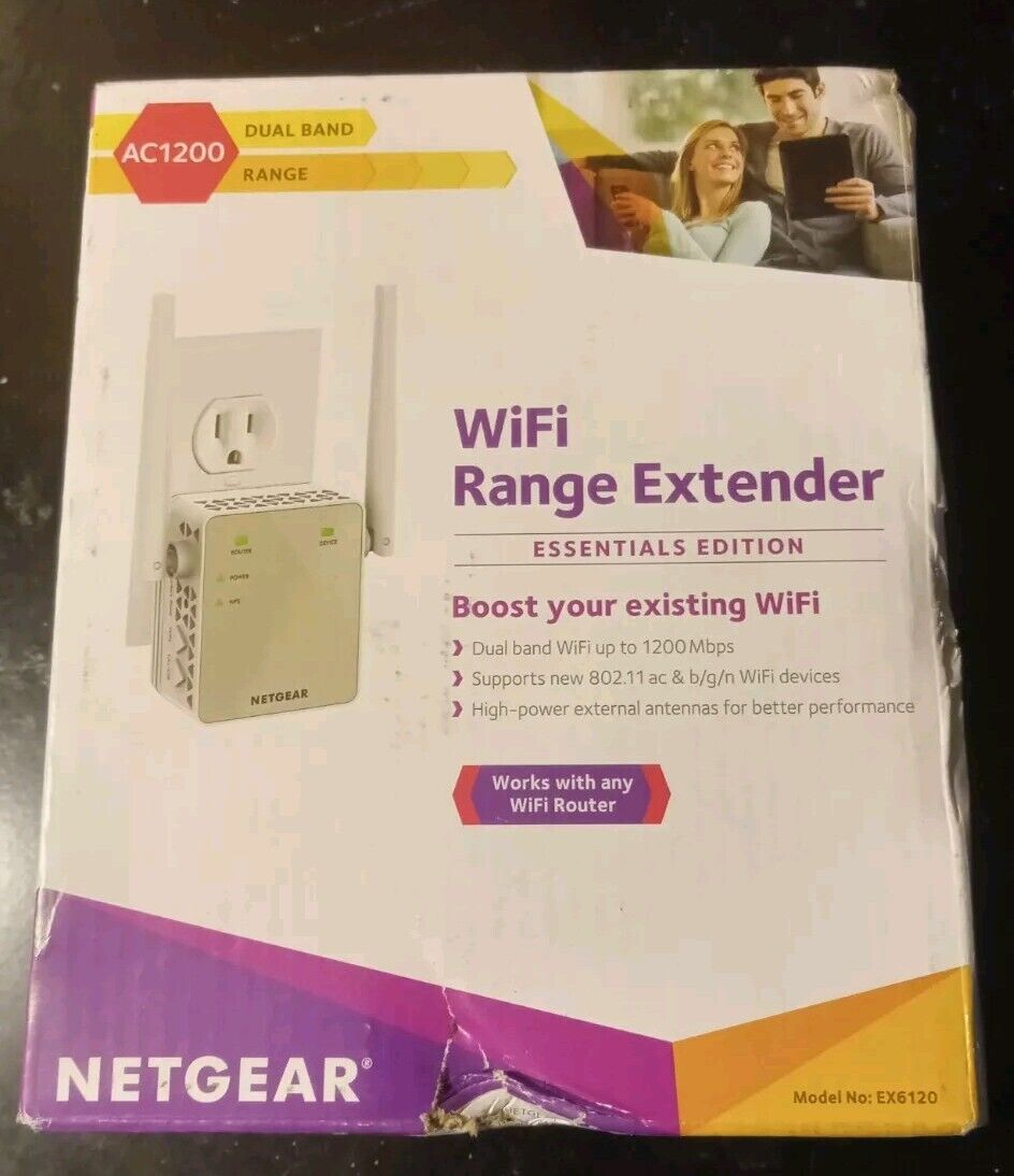 NETGEAR EX6120100NAS Wi-Fi Range Extender + Booster NEW OPEN BOX