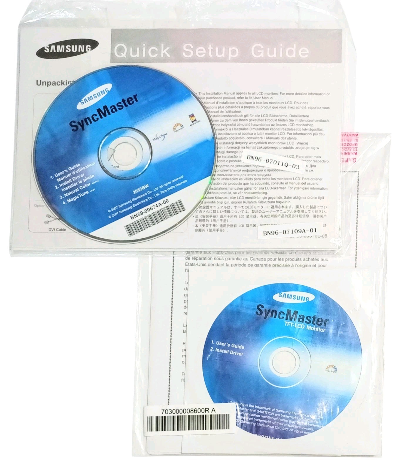 2x Samsung SyncMaster CDs User Guide/Install Driver TFT-LCD Monitor 2007 920BM01