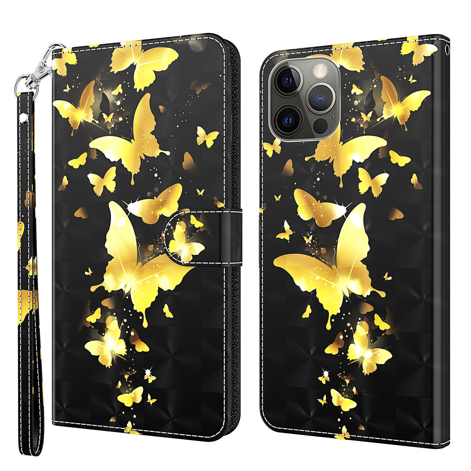 Luxury Panda Wolf Butterfly Wallet Cover Case For 16 15 14 13 12 11 Pro Max 16E