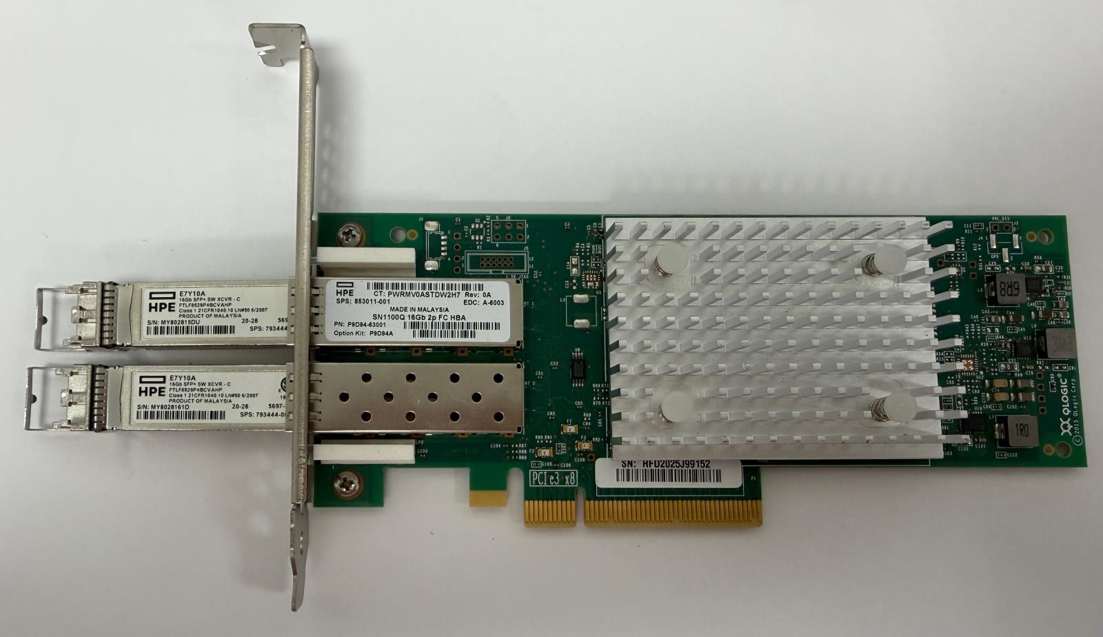 HPE SN1100Q 16Gb Dual Port Fibre Channel HBA PCIe P9D94A 853011-001 w/ SFPs