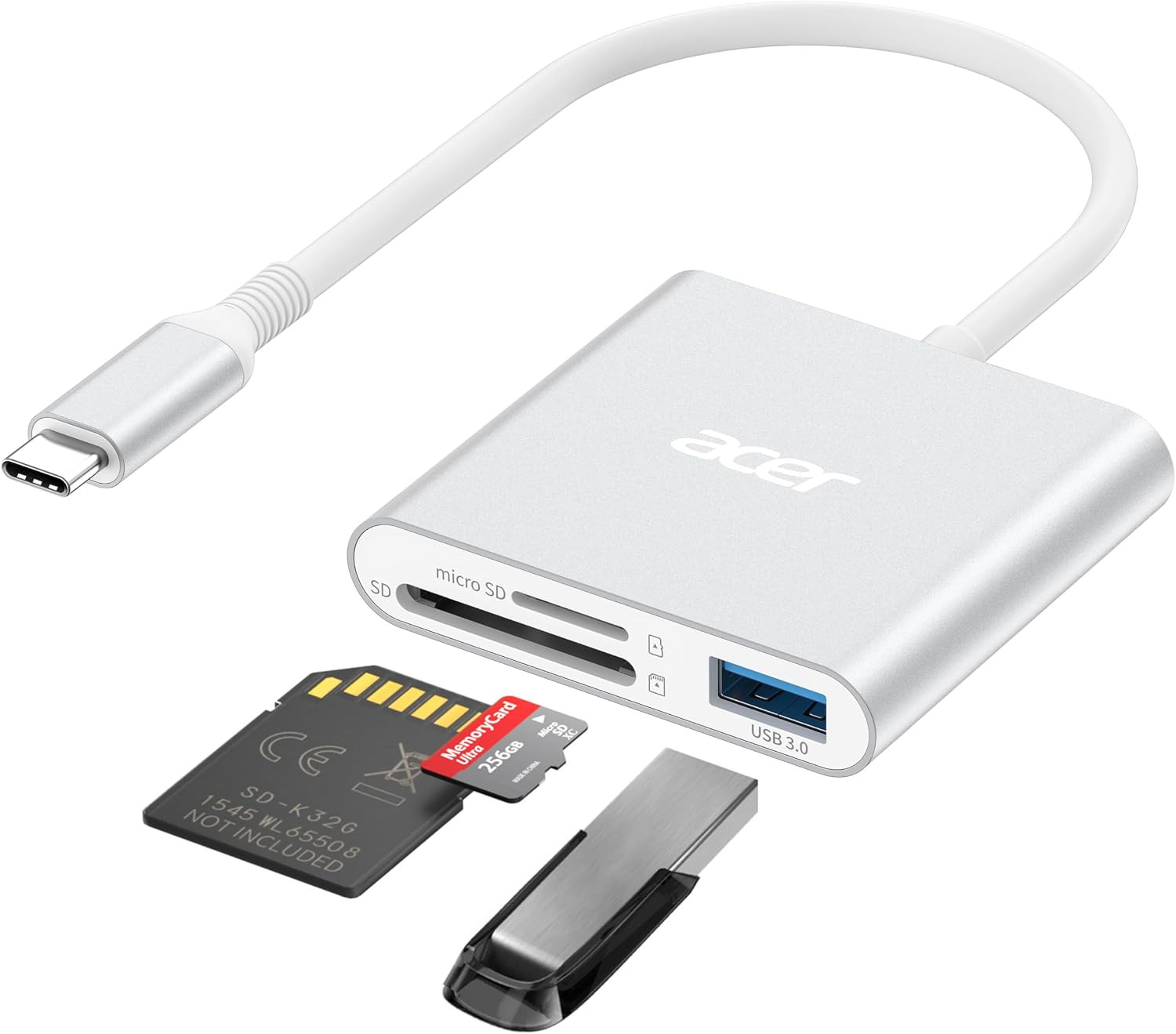 Acer SD Card Reader USB C, 3 in 1 Memory Card Reader with Dual Slots/Usb3.0 |