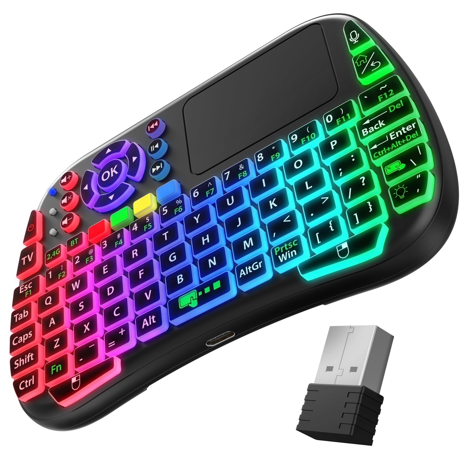 Fosmon Mini Keyboard with Touchpad Mouse, 2.4G & 5.2 Dual-Mode Multimedia Hotkey