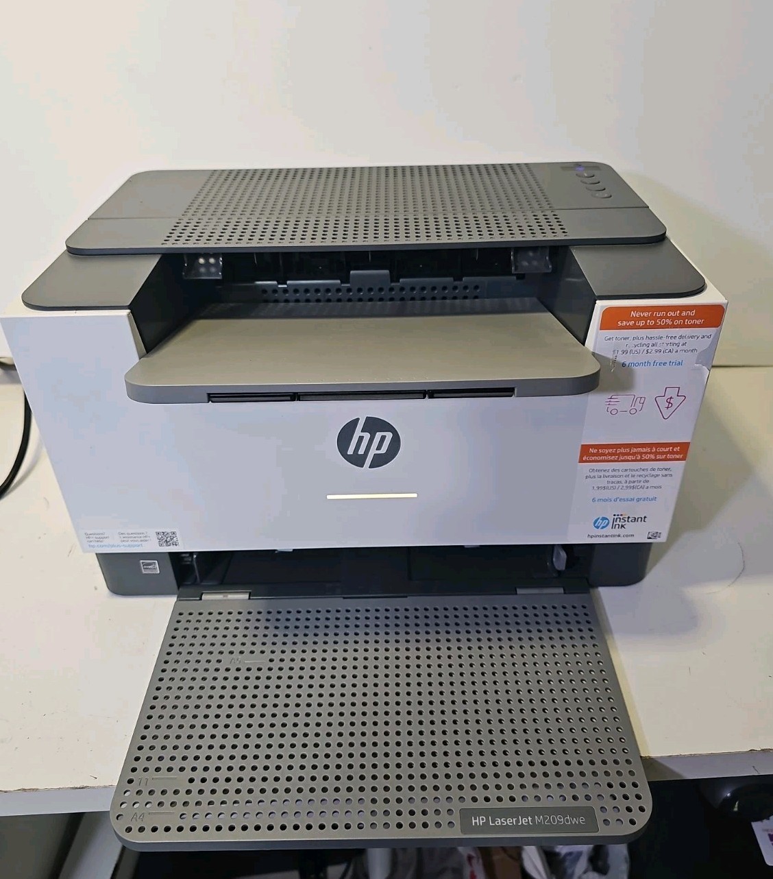 HP LaserJet M209dwe Wireless Printer. Low Page Count. Partial Toner. 