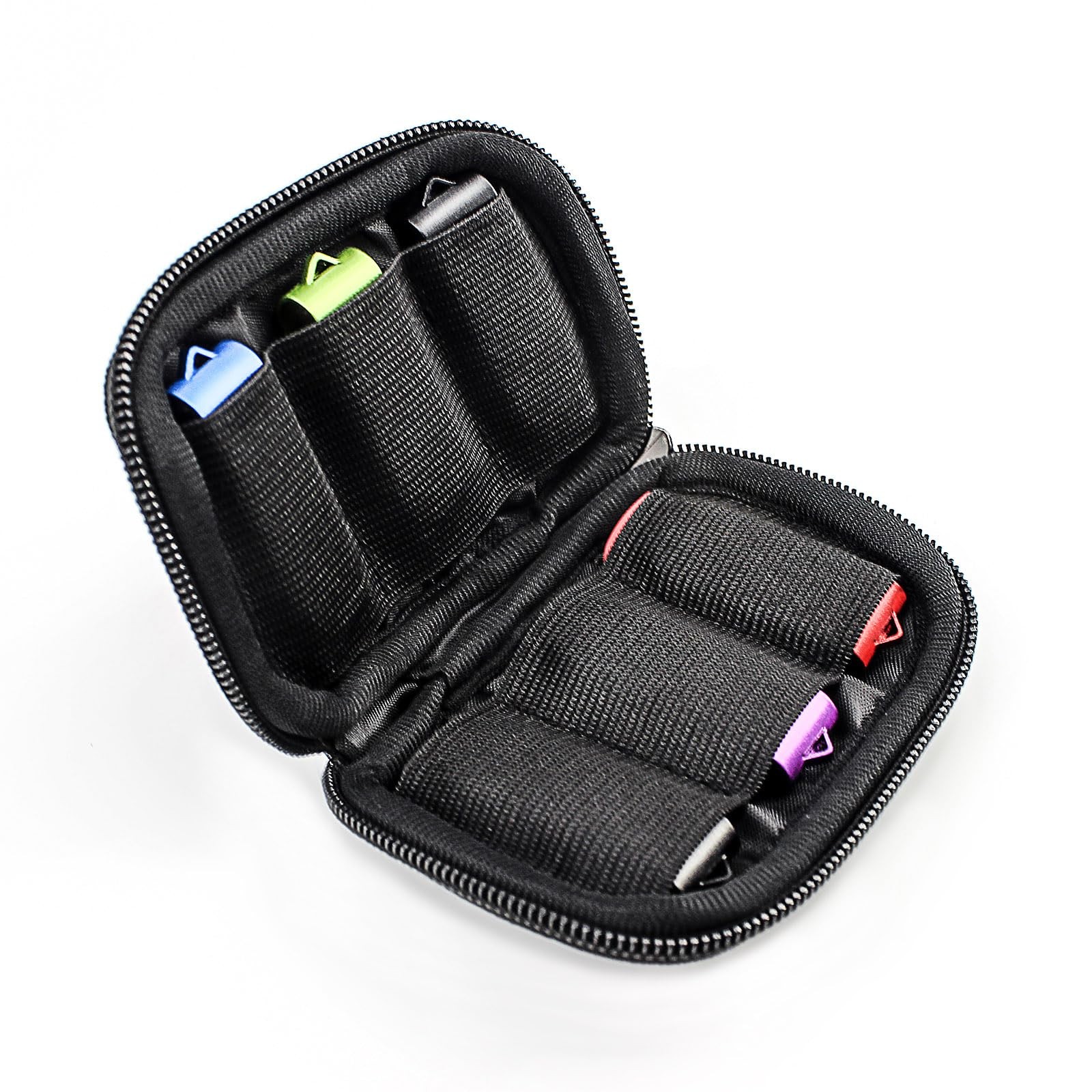 WesData Flash Drive Case - USB Holder, Storage Bag for Thumb 6 Slots, Black
