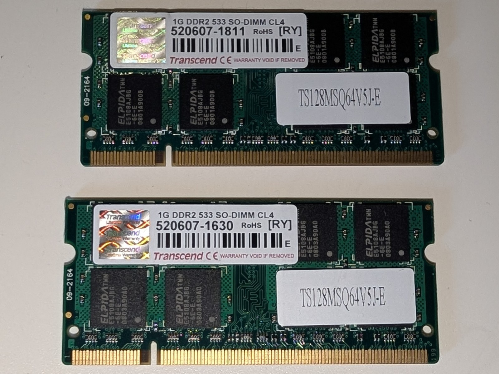 2GB Kit (2x1GB) Transcend DDR2 533MHz PC2-4200S SODIMM Laptop RAM Memory