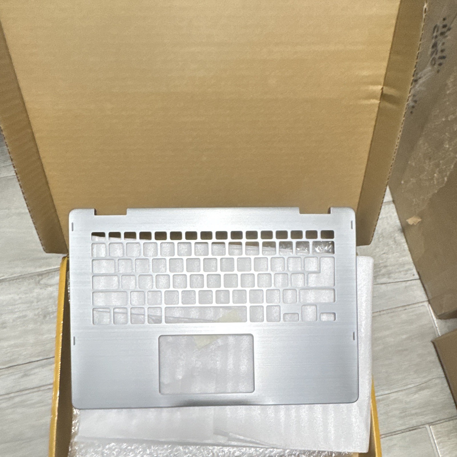 Silver Laptop Palmrest Top Case Housing w/ Keyboard & Touchpad Cutouts