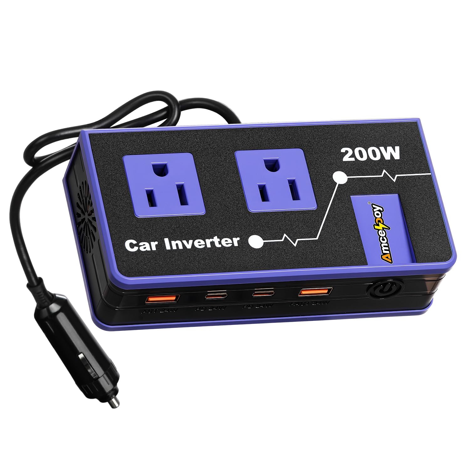 200W Car Power Inverter, Dual DC 12V to 110V AC Car Outlet Adapter to Wall Pl...