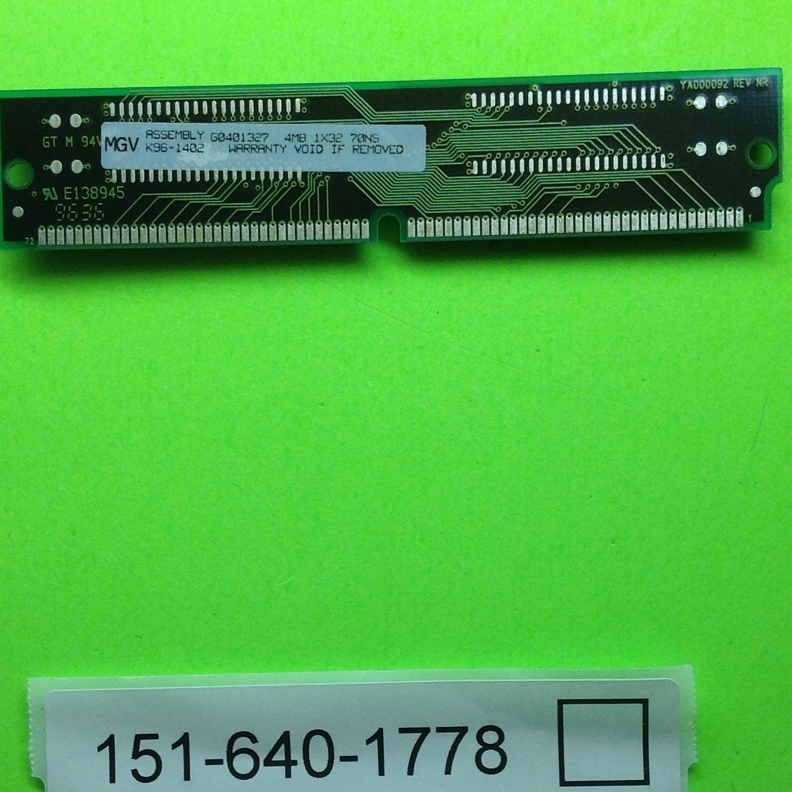 Mgv G0401327 4MB 1X32 70NS 4MB 70NS Random Access Memory RAM