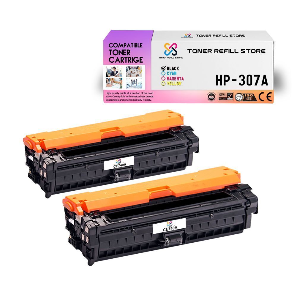 2Pk TRS 307A CE740A Black Compatible for HP LaserJet CP5225 Toner Cartridge