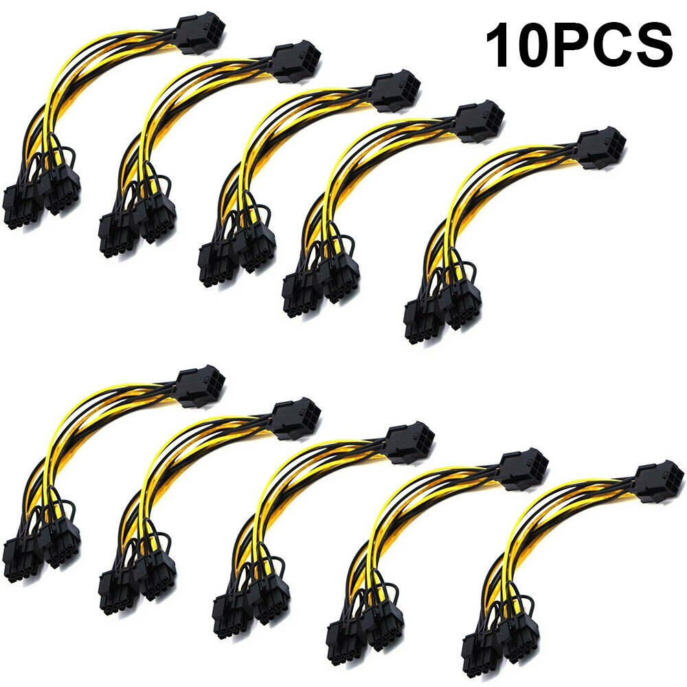 10 Pack PCIE 6pin Female to Dual PCI-E 8 pin (6+2) Male GPU Power Cable Splitter