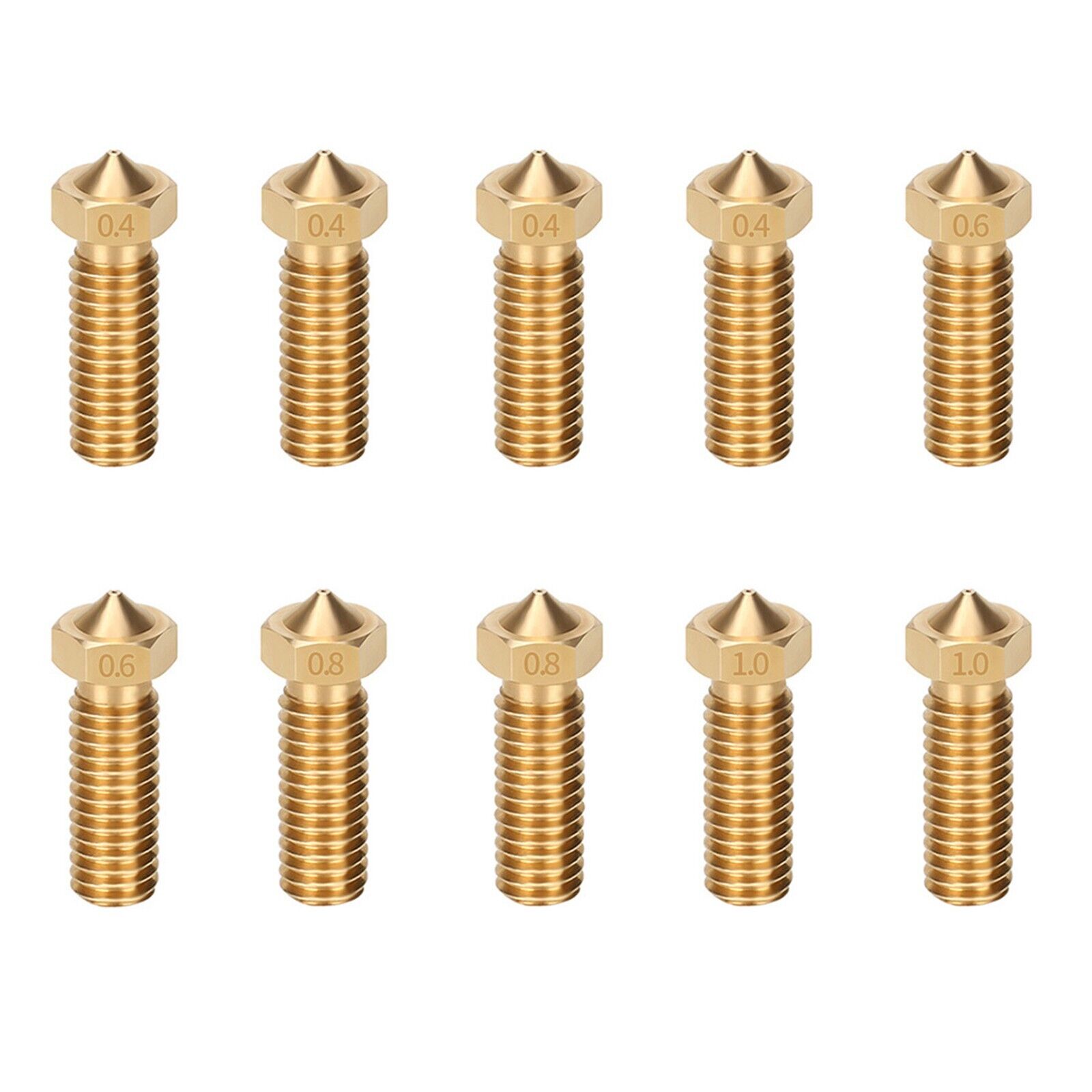 10Pcs Volcano Brass Nozzle 0.4/0.6/0.8/1.0mm for SW X1 X2 Vyper Kobra Plus/Max