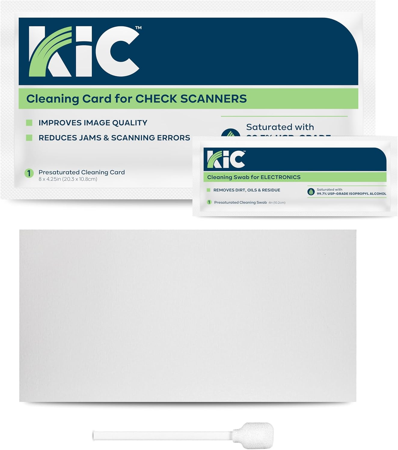 Kicteam - Cleaning Kit for Check Scanner Machines (25 Cleaning Cards & 6 Cleanin