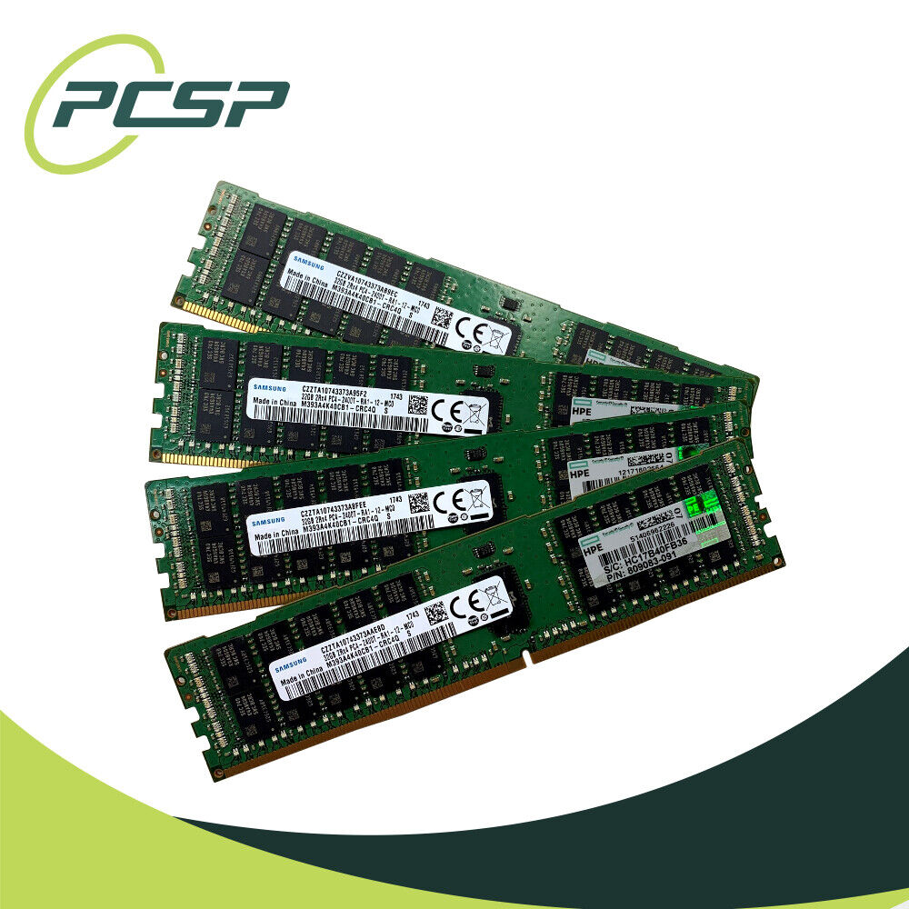 128GB RAM Kit - Samsung 4x32GB PC4-2400T 2Rx4 DDR4 ECC RDIMM M393A4K40CB1-CRC4Q