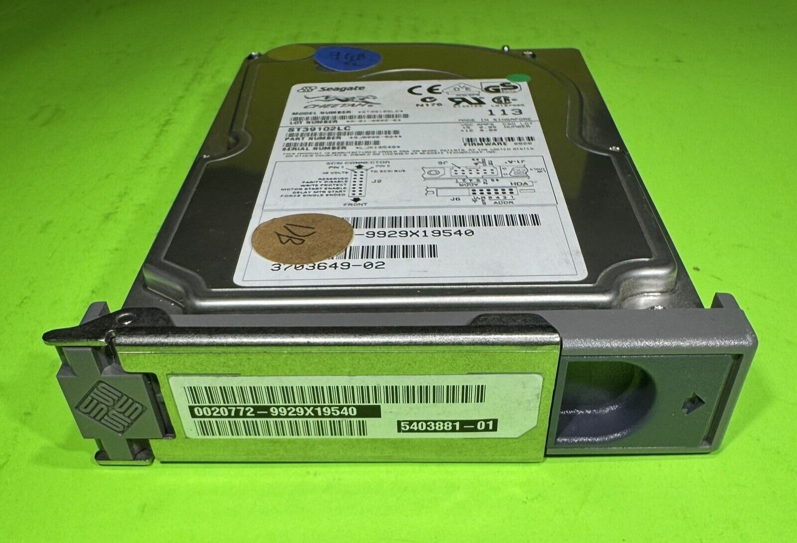 Sun 540-3881 9.1GB 3.5" 10K RPM 80p Ultra-1 SCSI HDD w/SPUD Bracket, Seagate