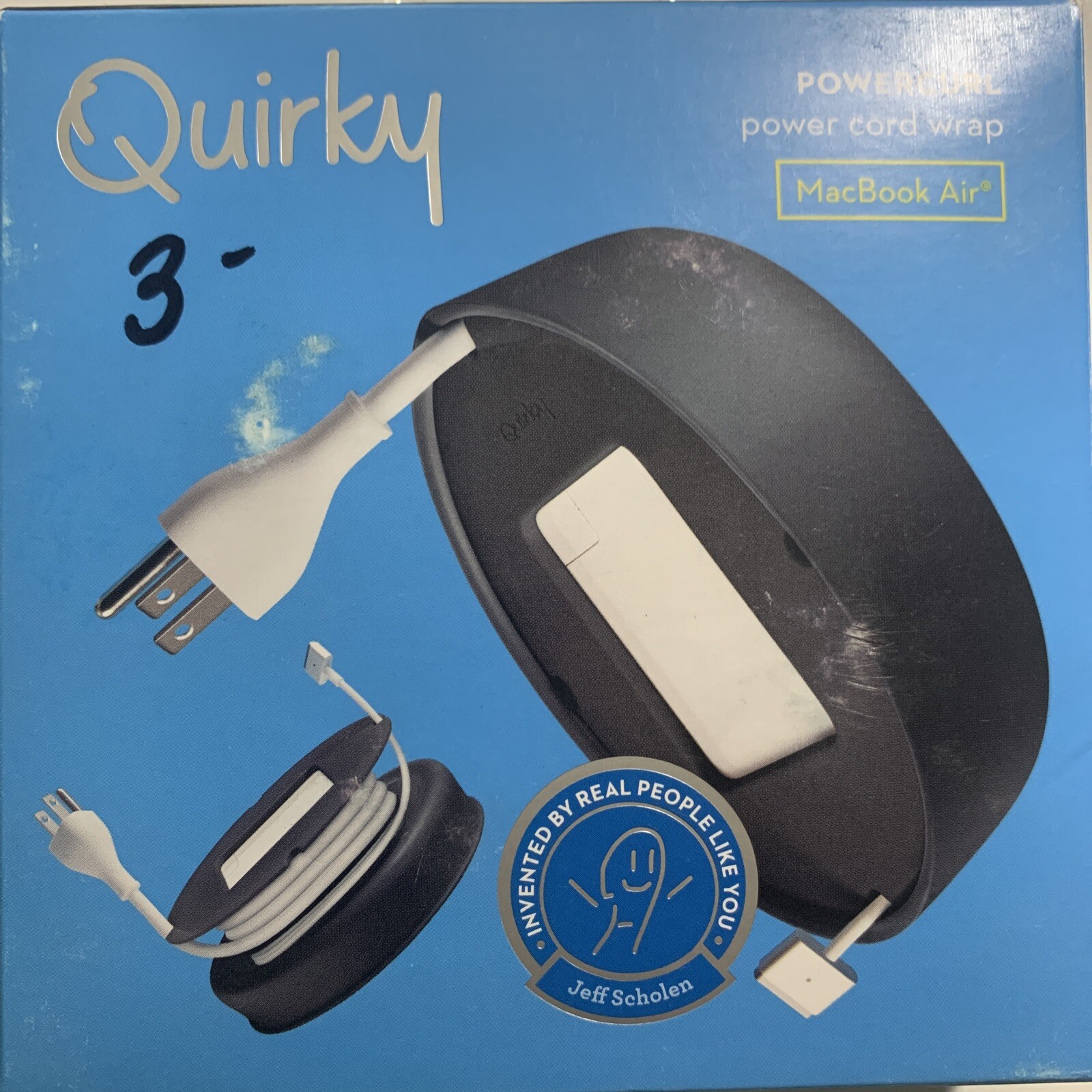 Quirky Powercurl POP Power Cord Wrap Organizer Apple MacBook Air Laptop - Black