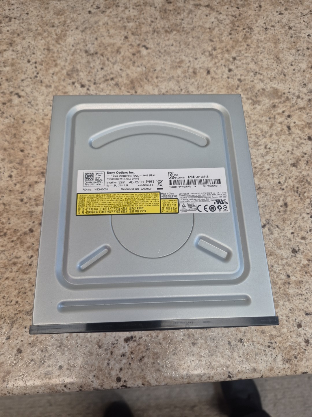 SONY AD-7270H -DT DVD/CD REWRITABLE DRIVE SATA 08MJHX Black Bezel
