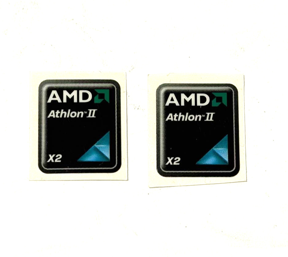 2x AMD Athlon II x2 Laptop/PC Sticker Label Decal Badge 18mm x 22mm
