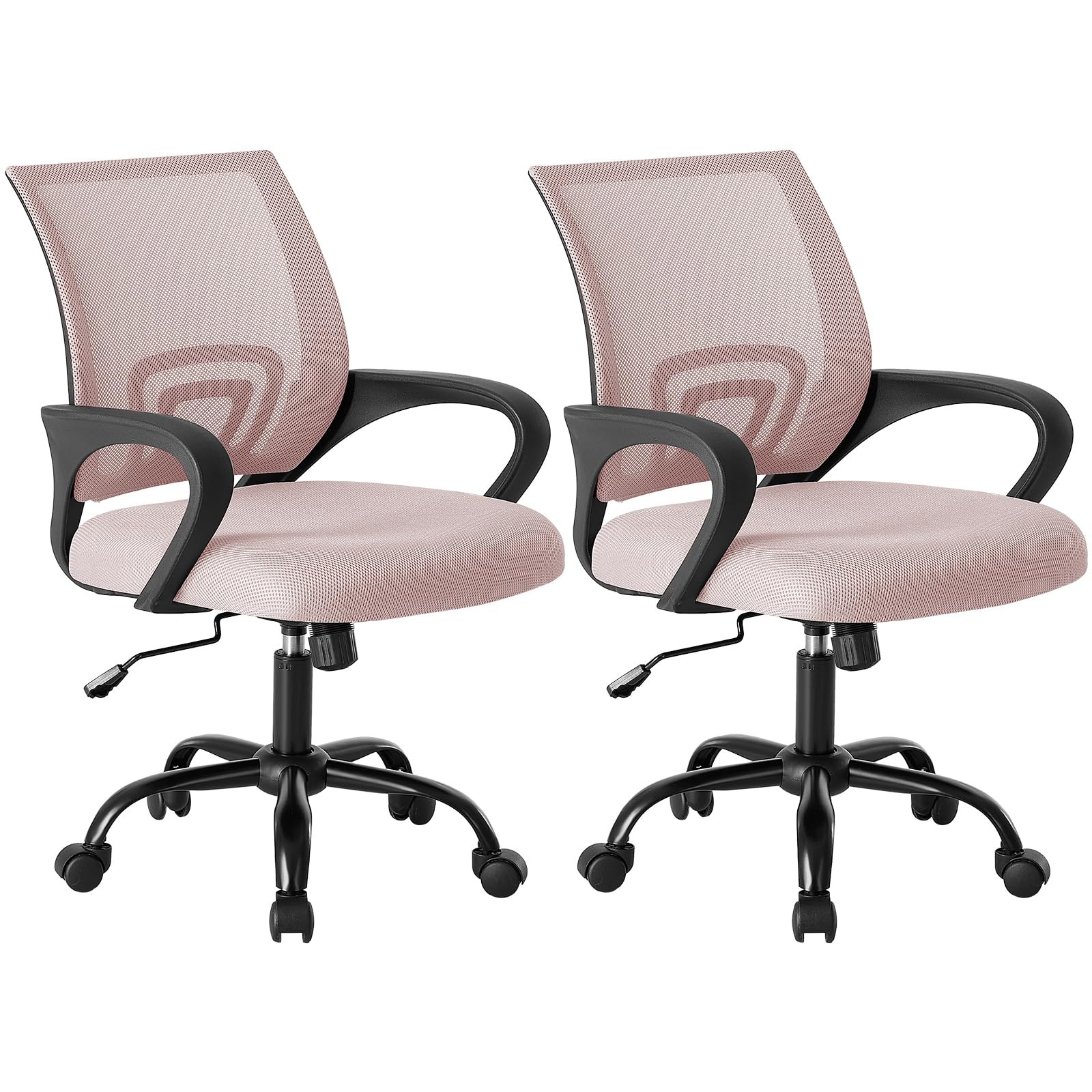 Office Chair 2 Pack Ergonomic Mesh Lumbar Support Home Desk Pink OLIXIS Chairs