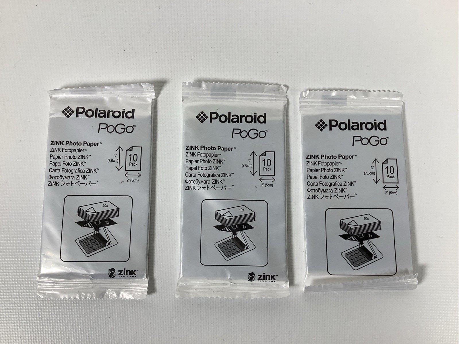 POLAROID POGO ZINK PHOTO PAPER 2X3" - 3 PACKS OF 10 - NEW & SEALED -