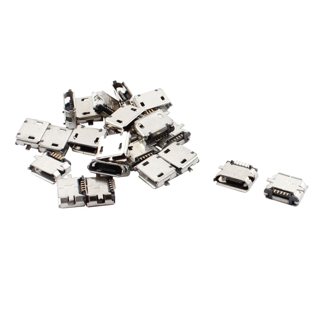 20 Pcs Dual Vertical Fixed Foot Micro USB Type B Female 5Pin Jack
